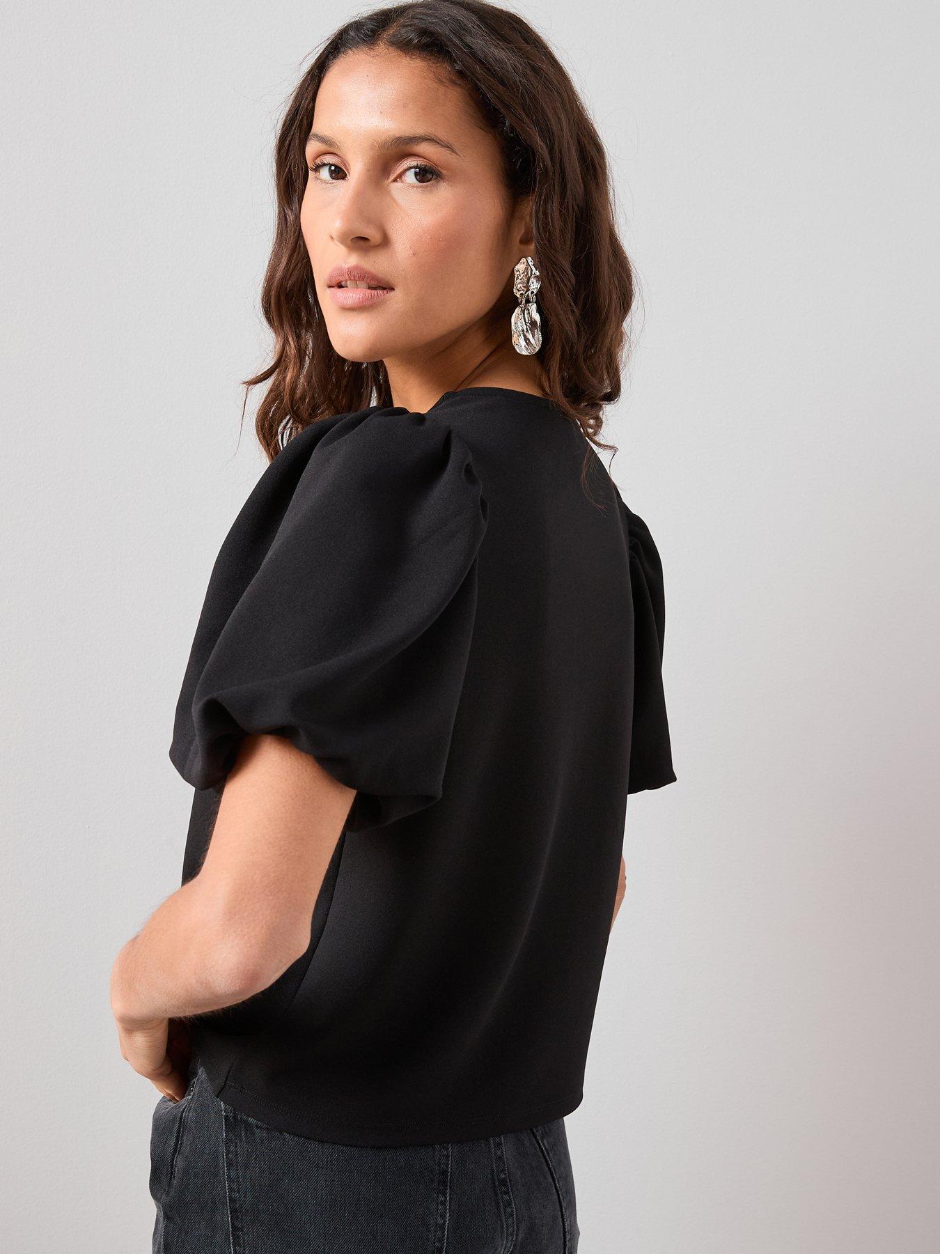 the-very-collection-diamante-bow-puff-sleeve-top-multistillFront