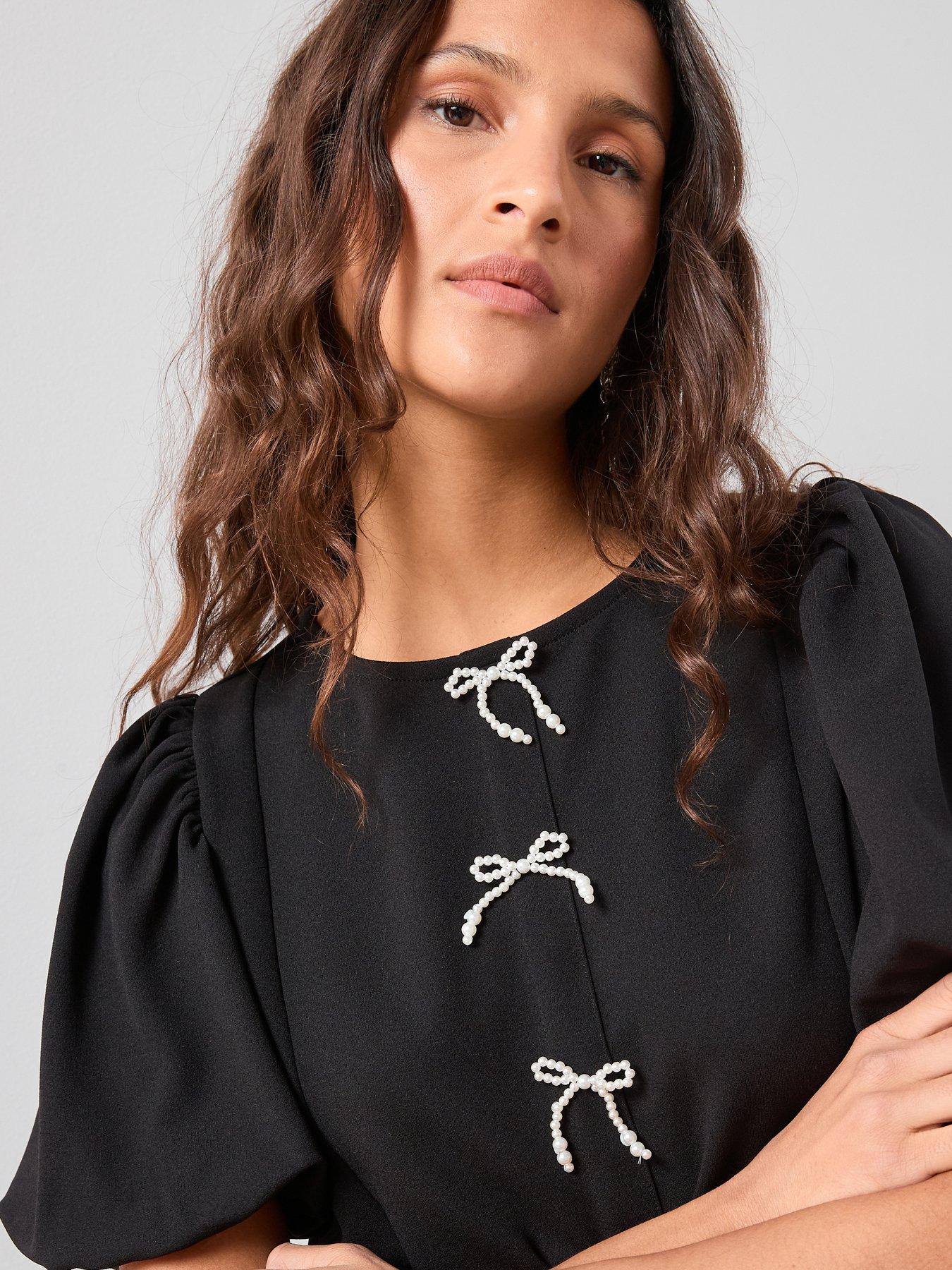 the-very-collection-diamante-bow-puff-sleeve-top-multioutfit