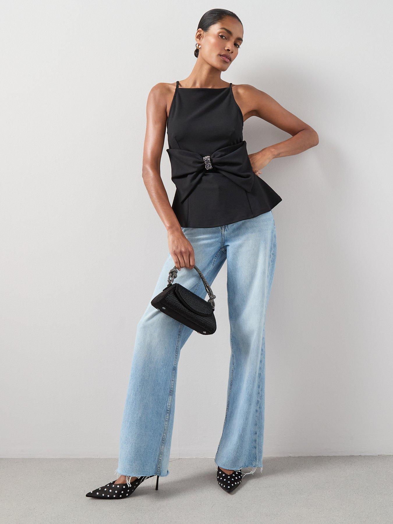 the-very-collection-bow-front-embellished-square-neck-top-blackback