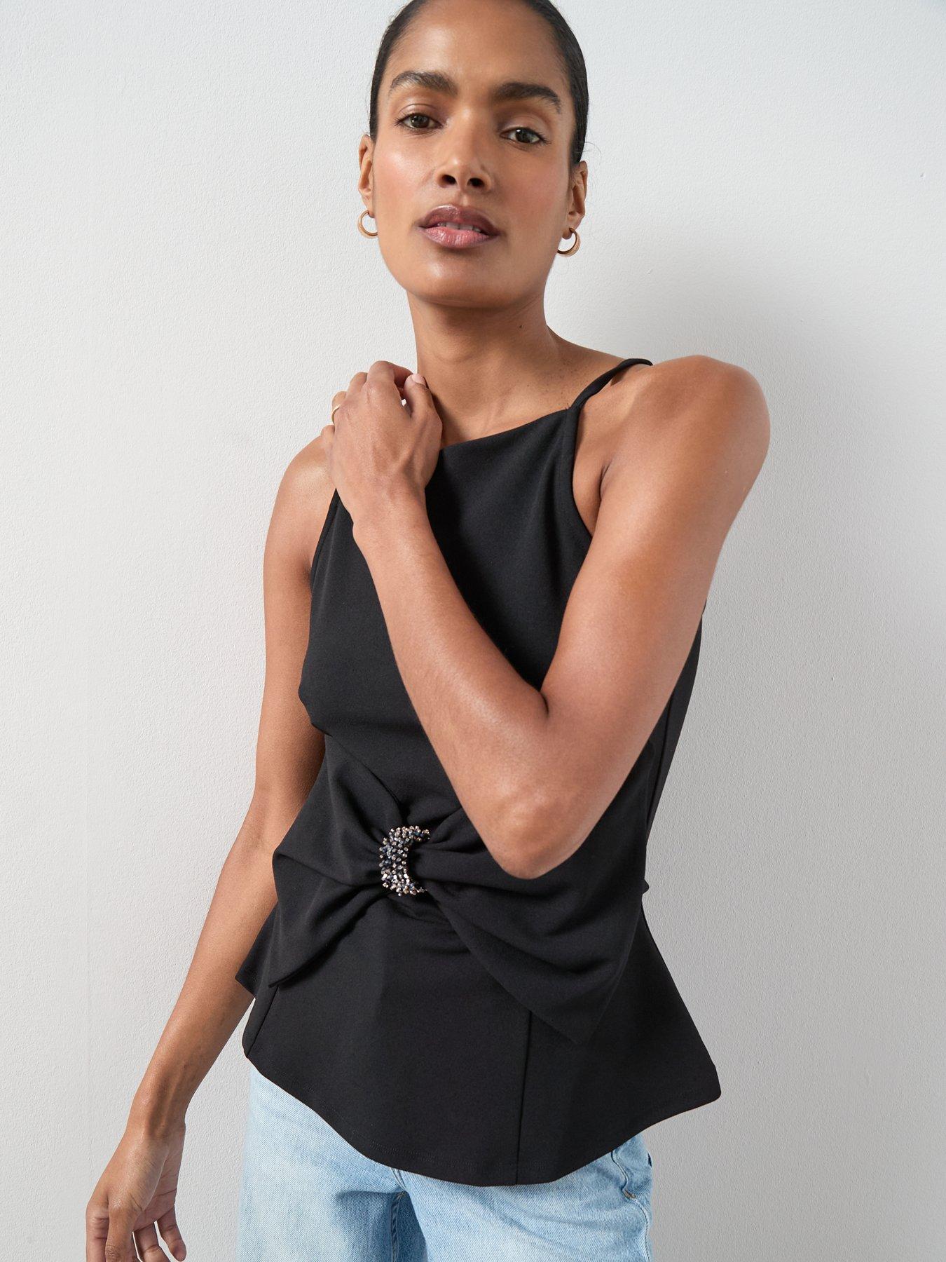 the-very-collection-bow-front-embellished-square-neck-top-blackoutfit