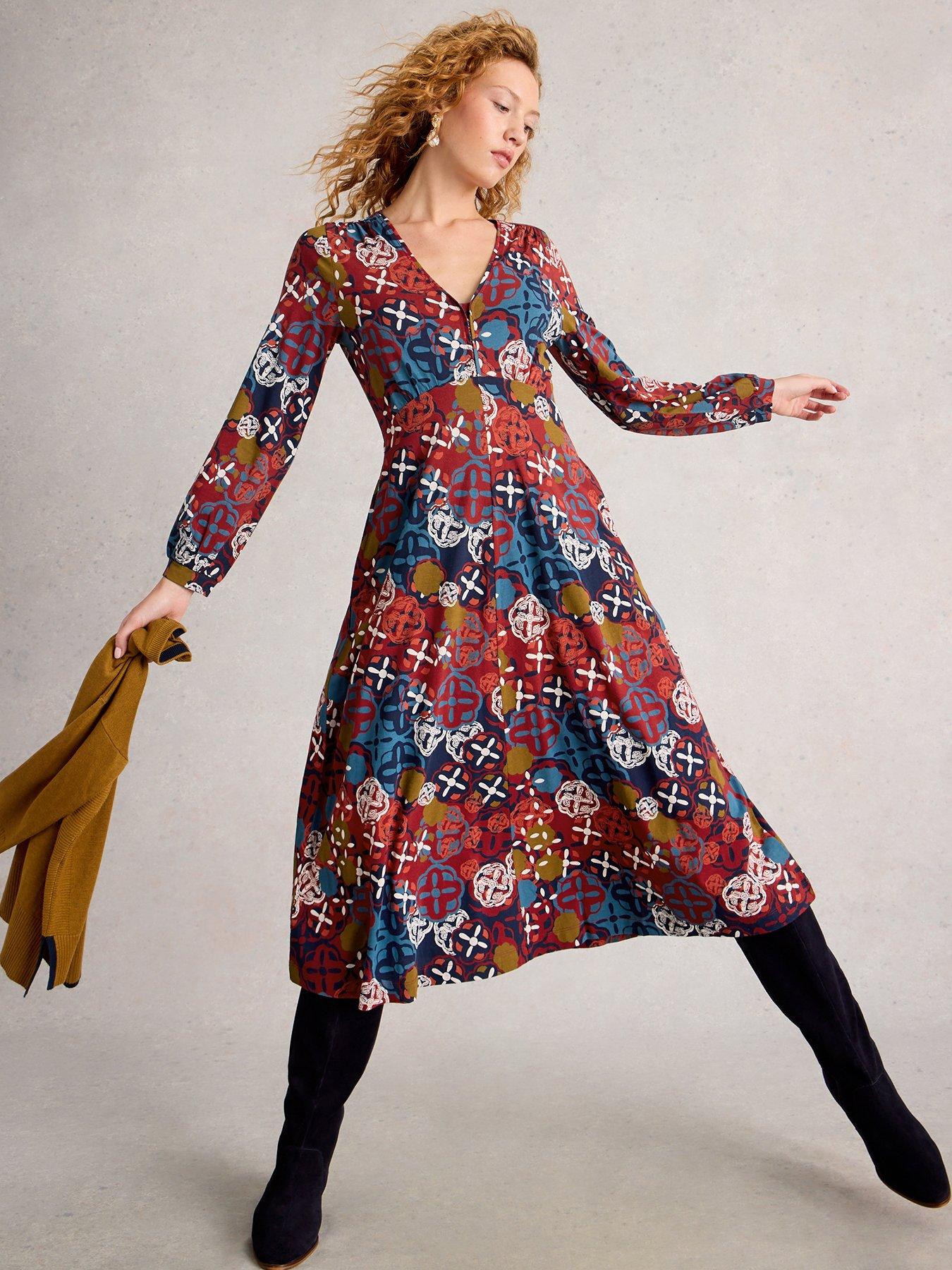 Image 1 of 6 of White Stuff Megan Jersey Dress - Multi