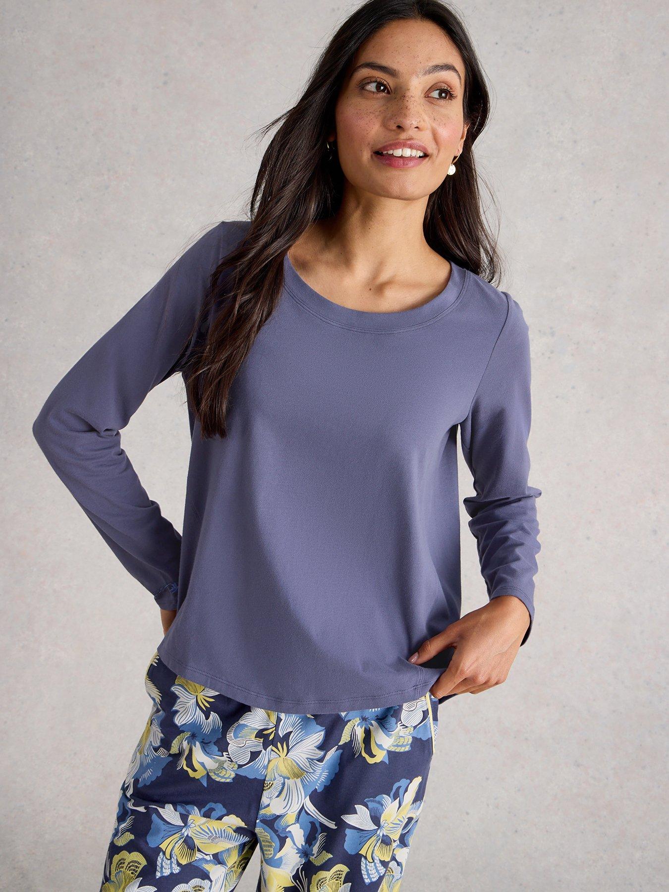 Image 1 of 6 of White Stuff Eva Jersey Pyjama Top - Purple