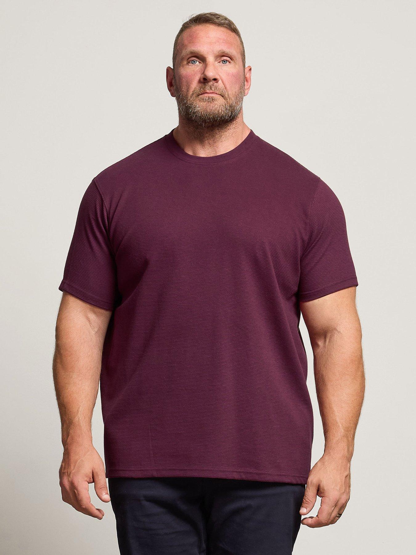 BadRhino Burgundy Ottoman Textured T-Shirt - Dark Red