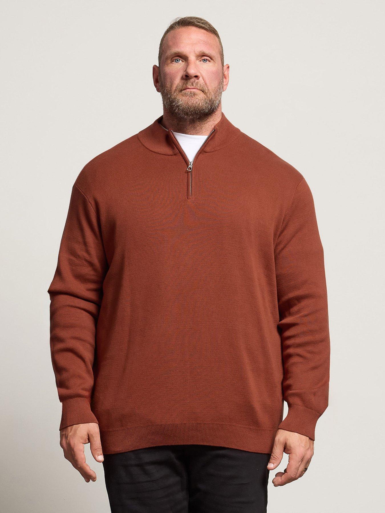 badrhino-quarter-zip-knitted-jumper-orangefront