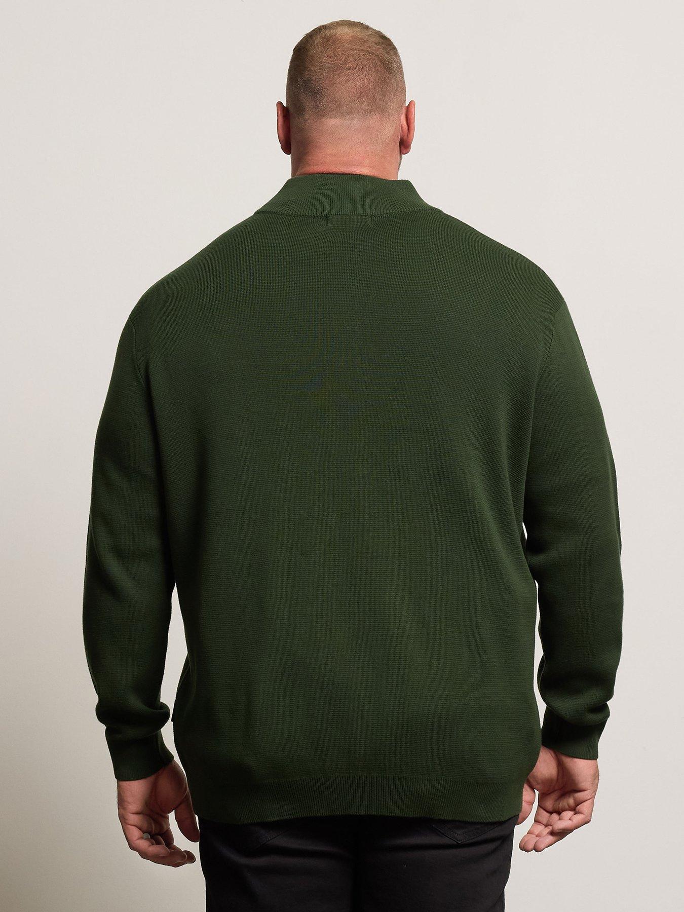 badrhino-quarter-zip-knitted-jumper-dark-greenstillFront