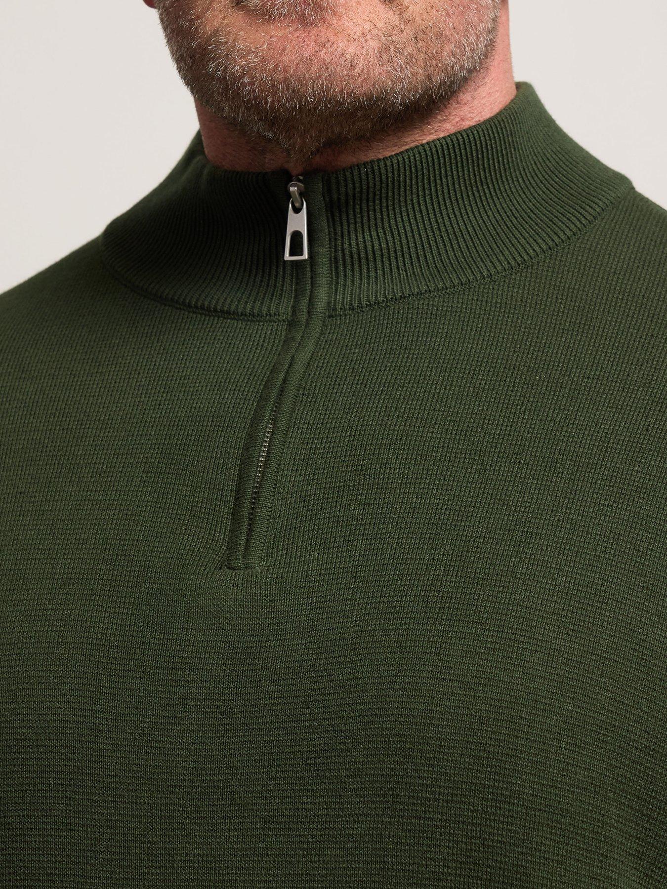 badrhino-quarter-zip-knitted-jumper-dark-greenoutfit