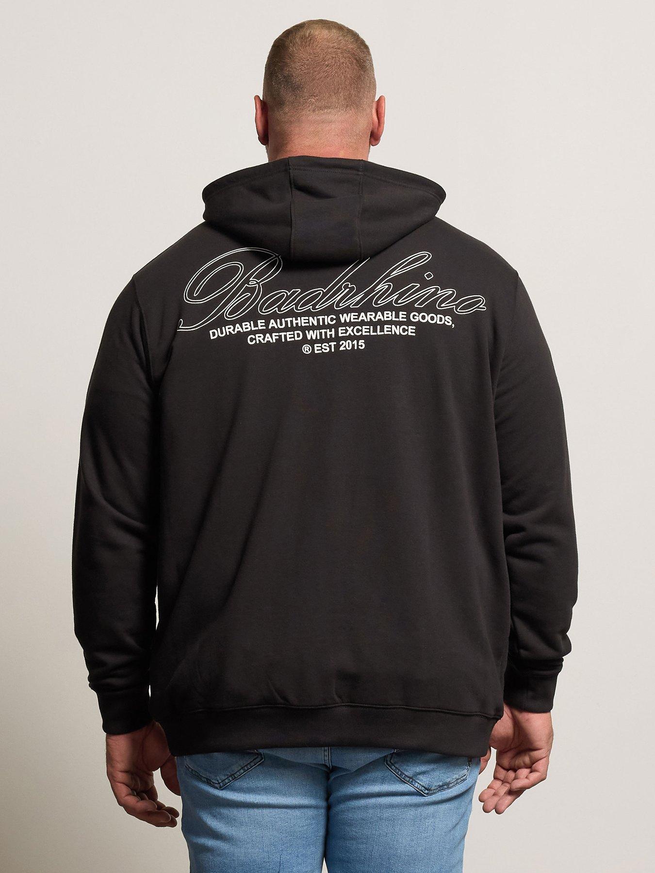 Image 2 of 4 of BadRhino Print Zip Through Hoodie - Black