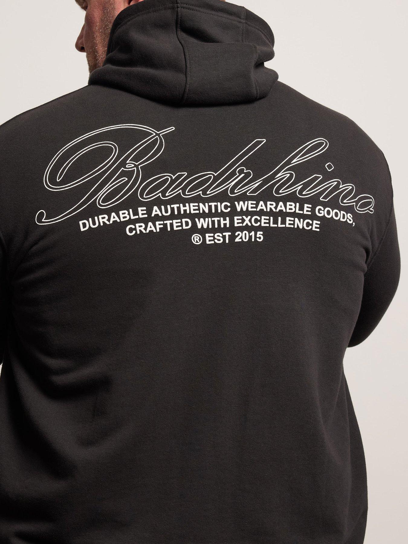 Image 4 of 4 of BadRhino Print Zip Through Hoodie - Black