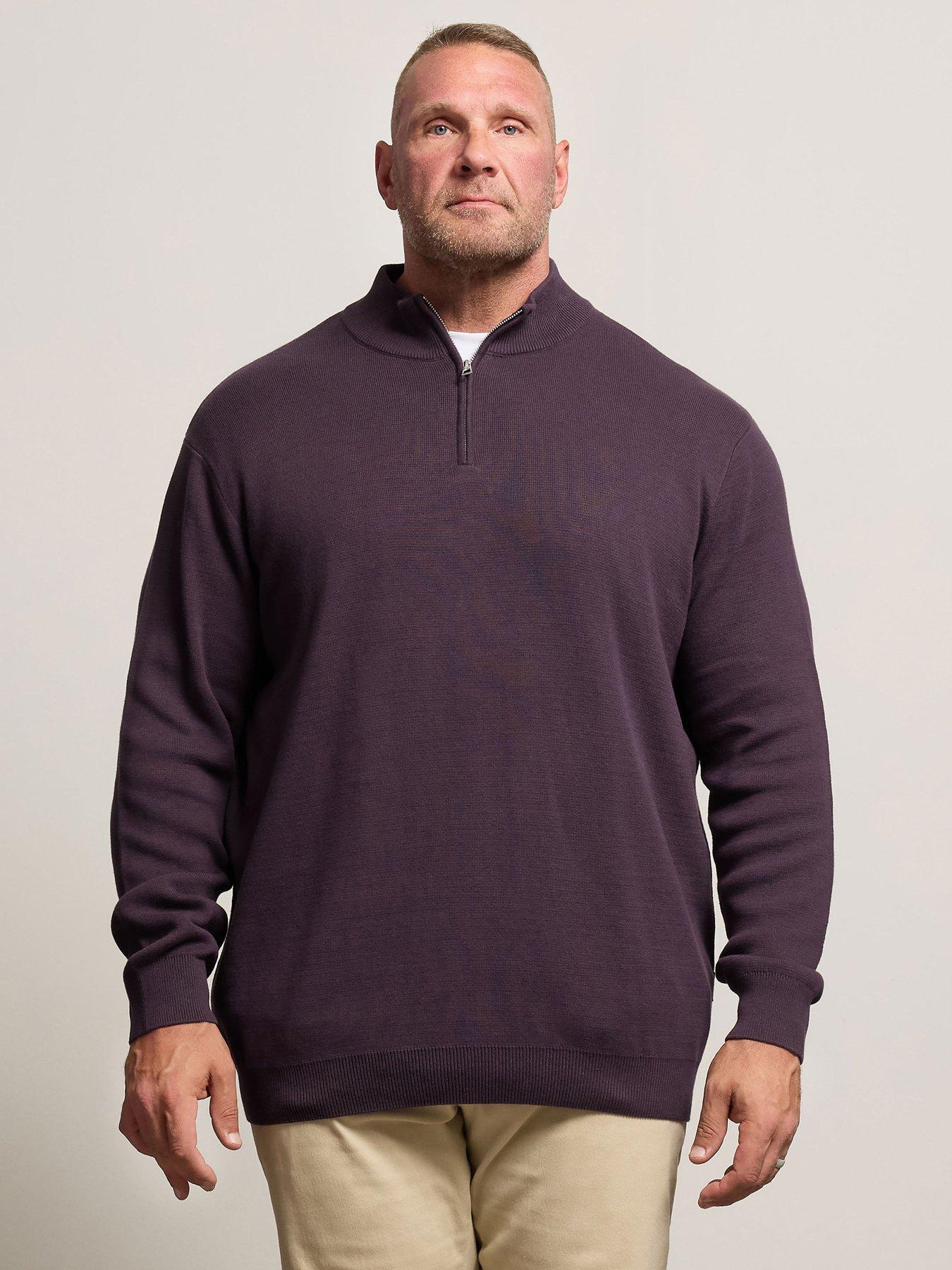 badrhino-quarter-zip-knitted-jumper-dark-purplefront
