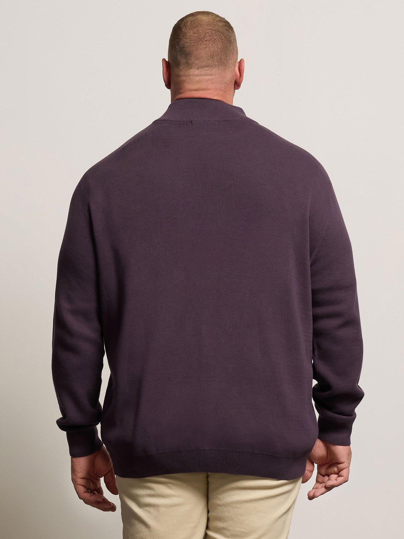 badrhino-quarter-zip-knitted-jumper-dark-purplestillFront