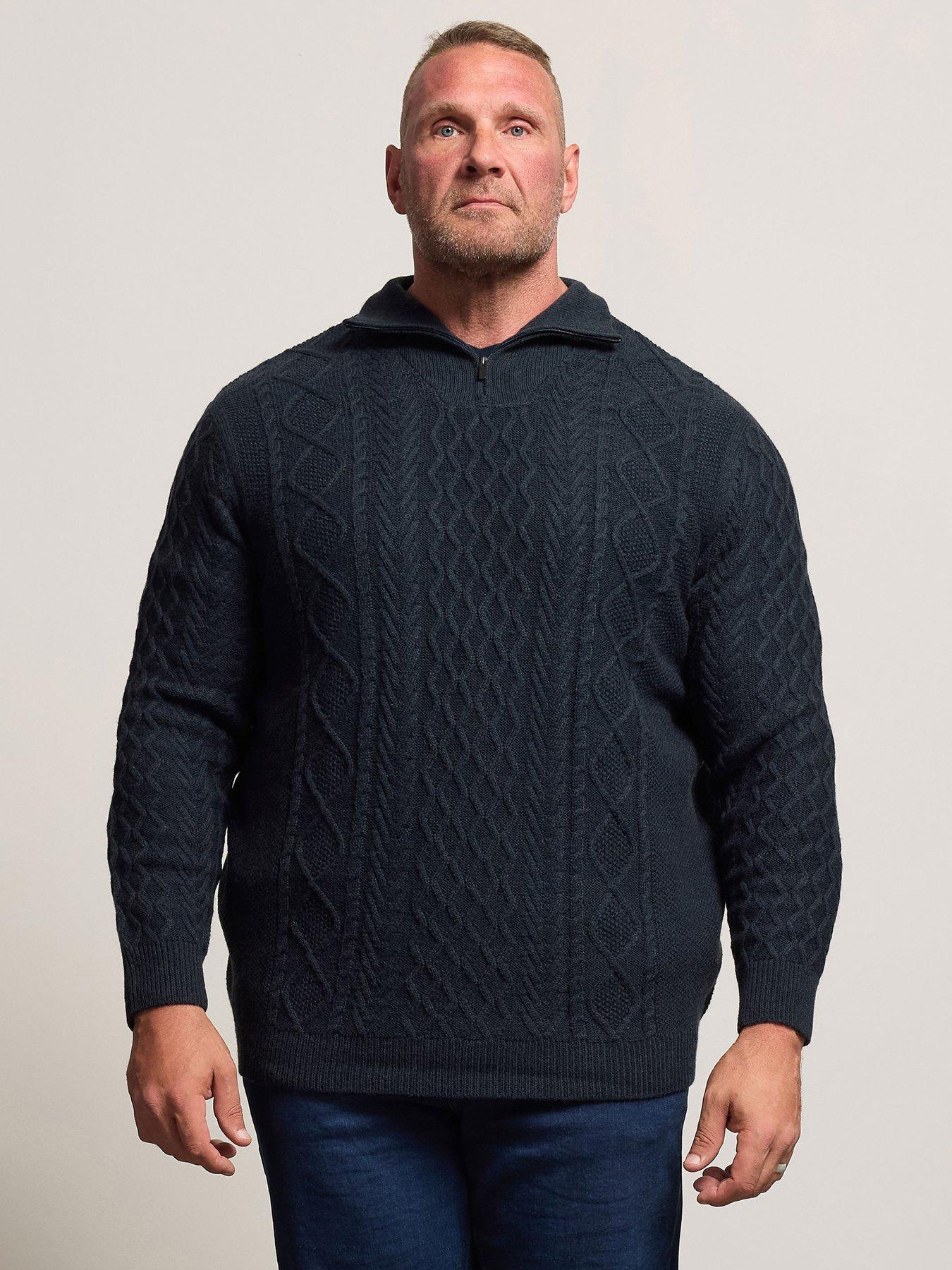 badrhino-cable-half-zip-knitted-jumper-navyfront