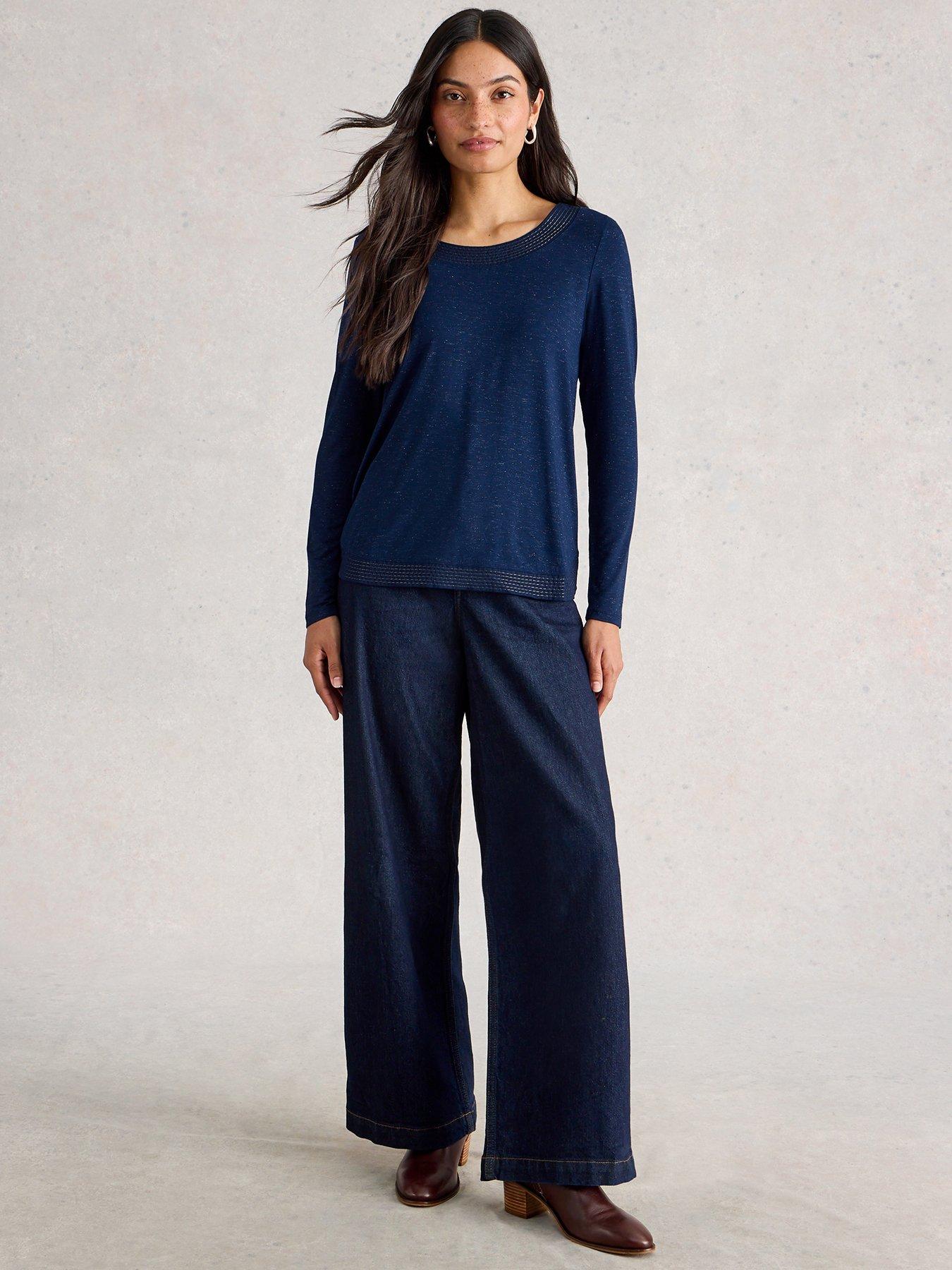 White Stuff Weaver Ls Sparkle Tee - Blue