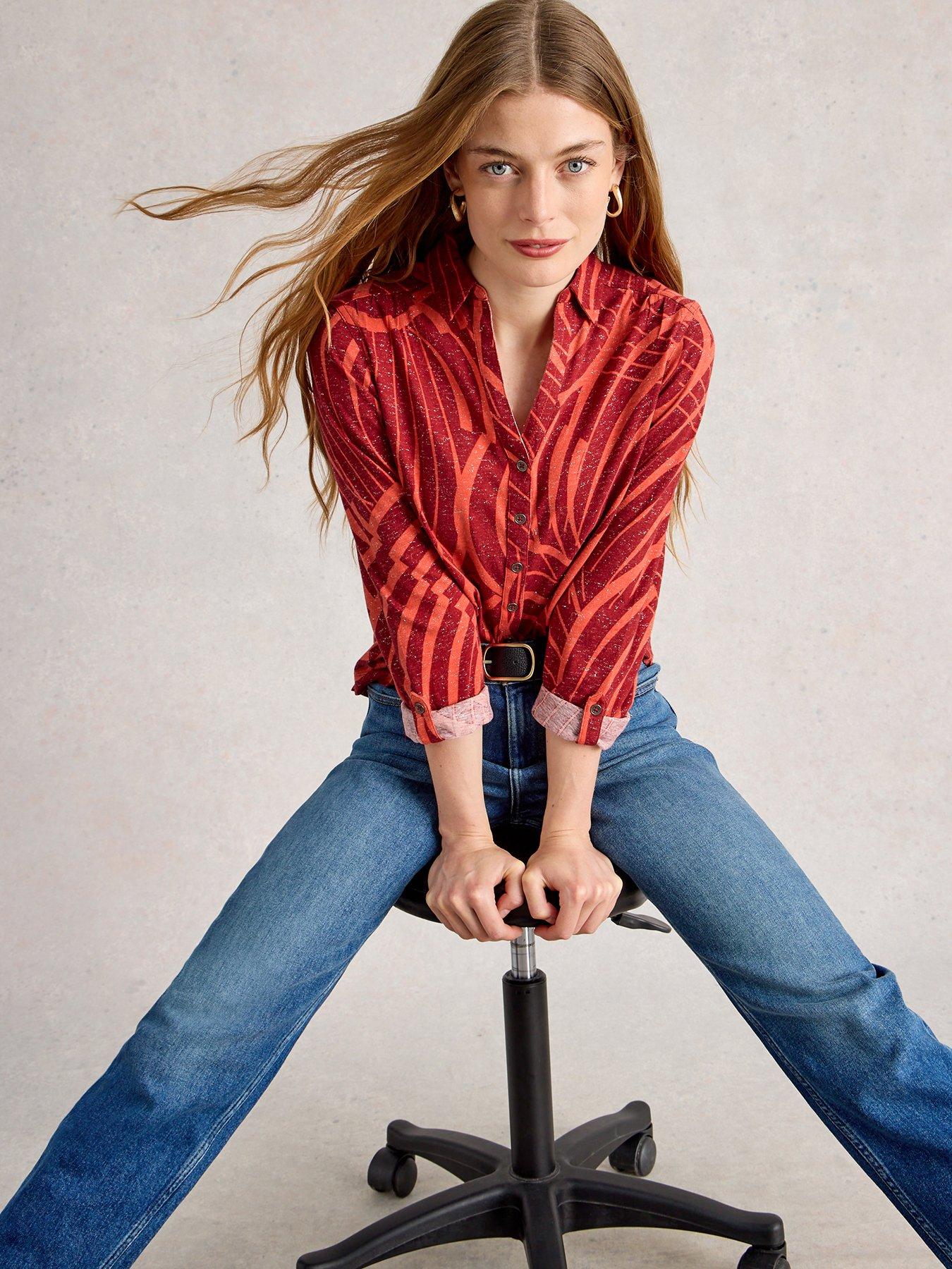 White Stuff Annie Printed Sparkle Shirt - Red