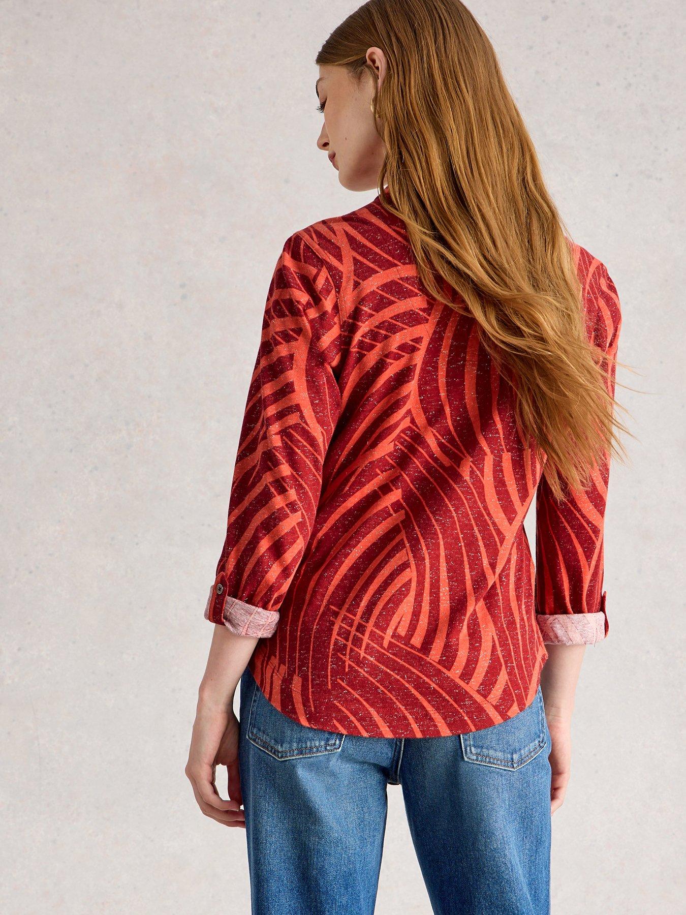Image 2 of 6 of White Stuff Annie Printed Sparkle Shirt - Red