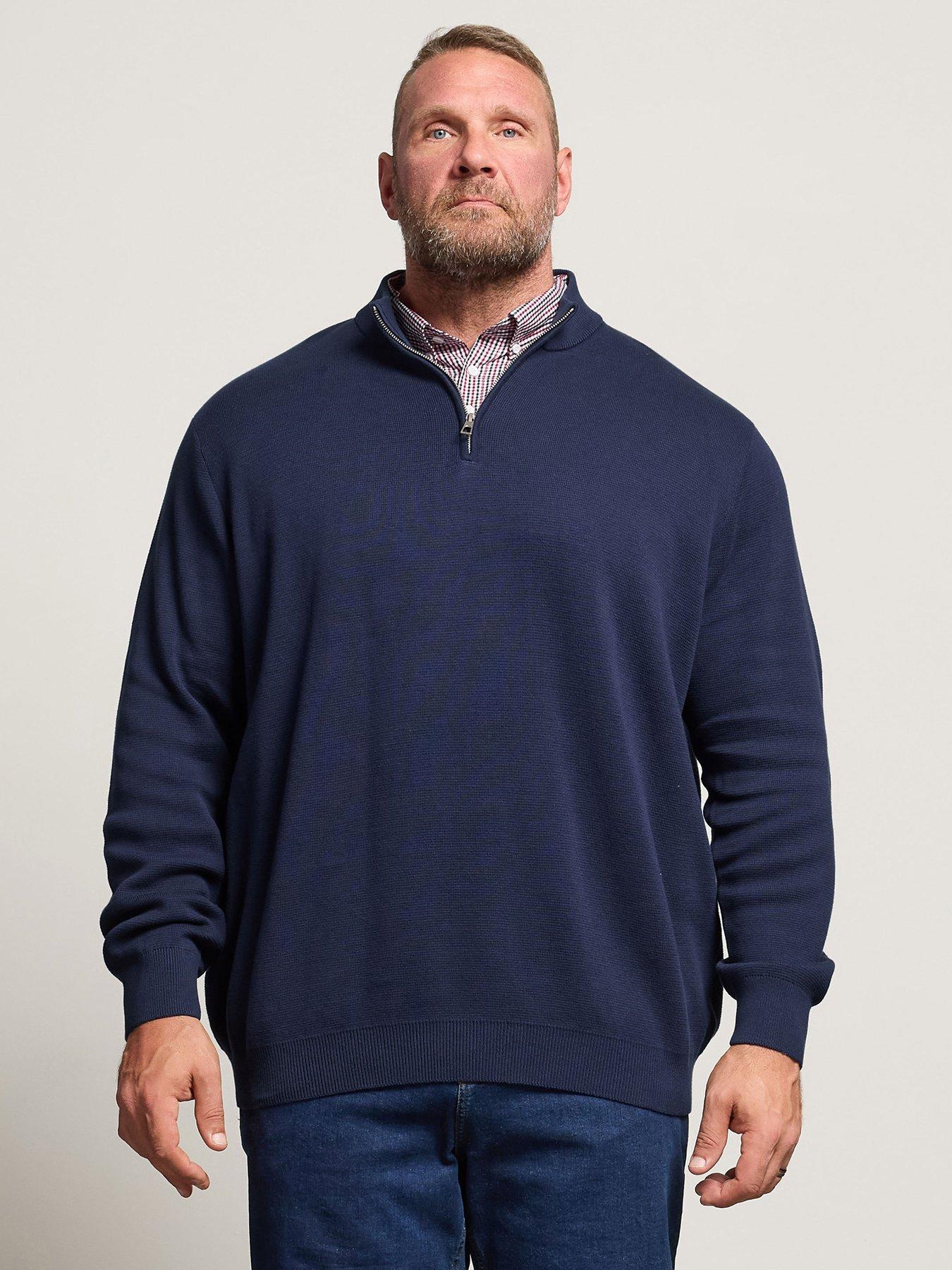 BadRhino Half Zip Mock Collar Knitted Jumper - Navy