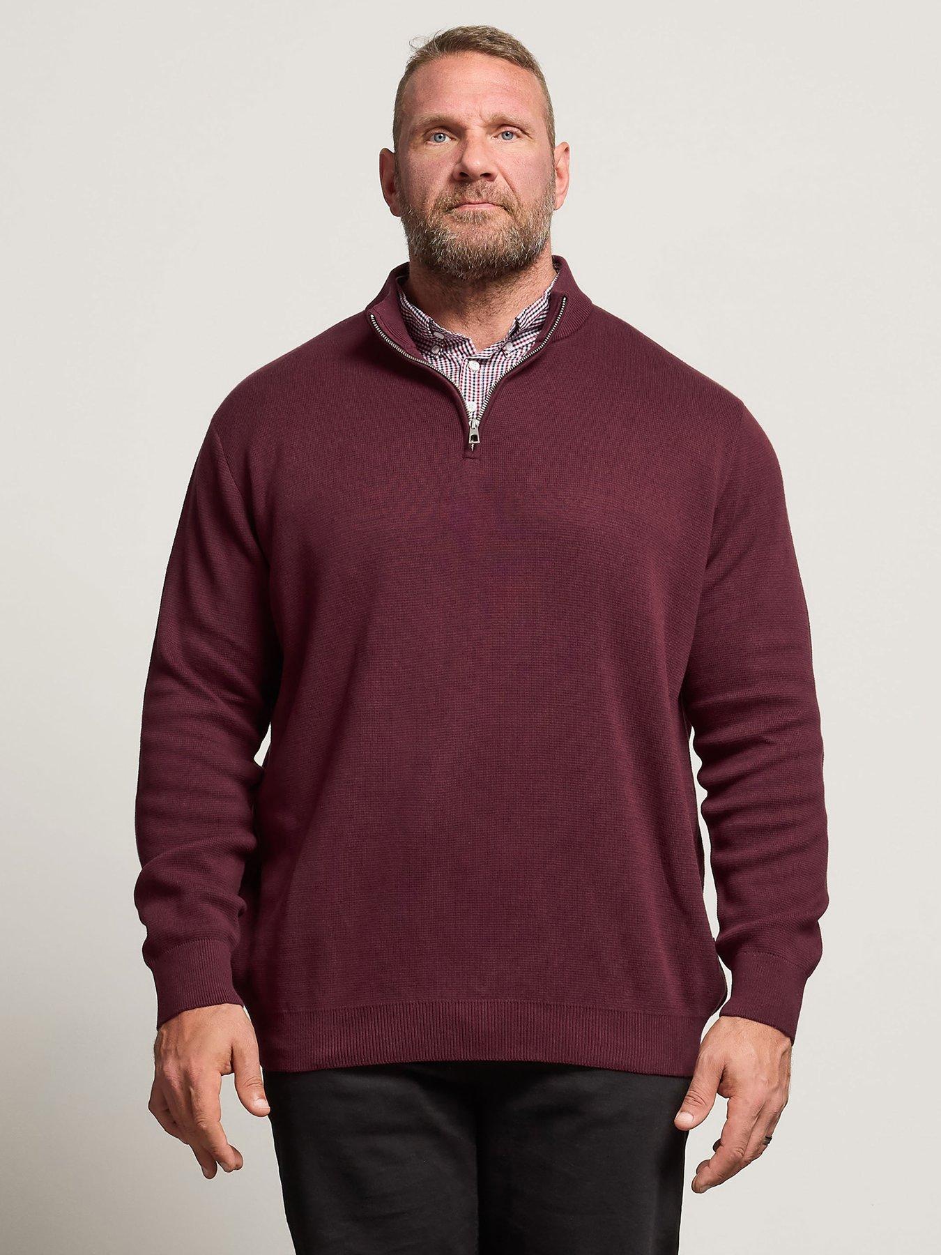 badrhino-half-zip-mock-collar-knitted-jumper-dark-redfront