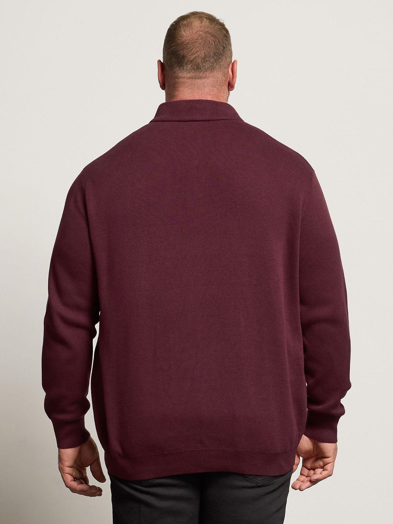 badrhino-half-zip-mock-collar-knitted-jumper-dark-redstillFront