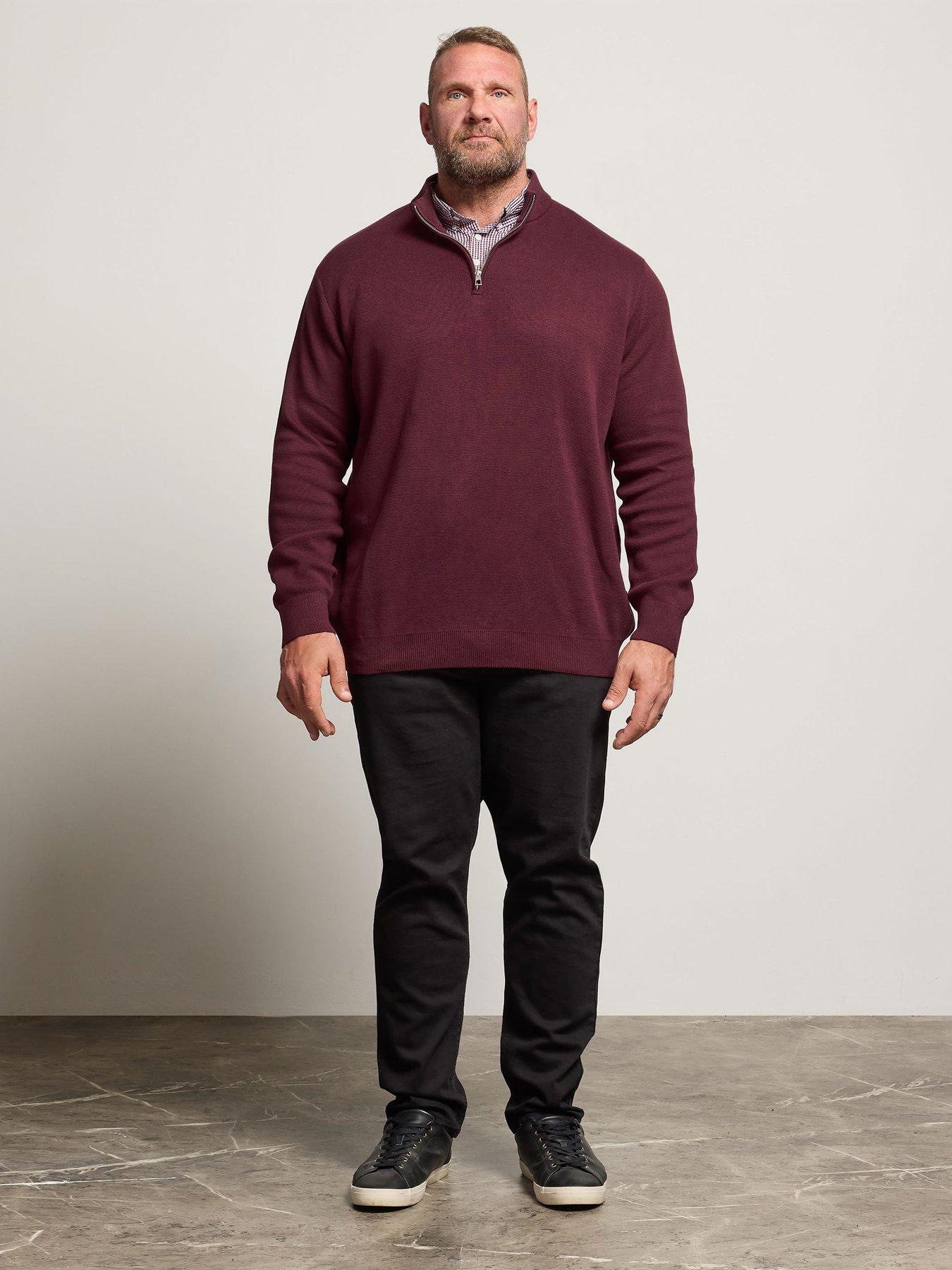 badrhino-half-zip-mock-collar-knitted-jumper-dark-redback
