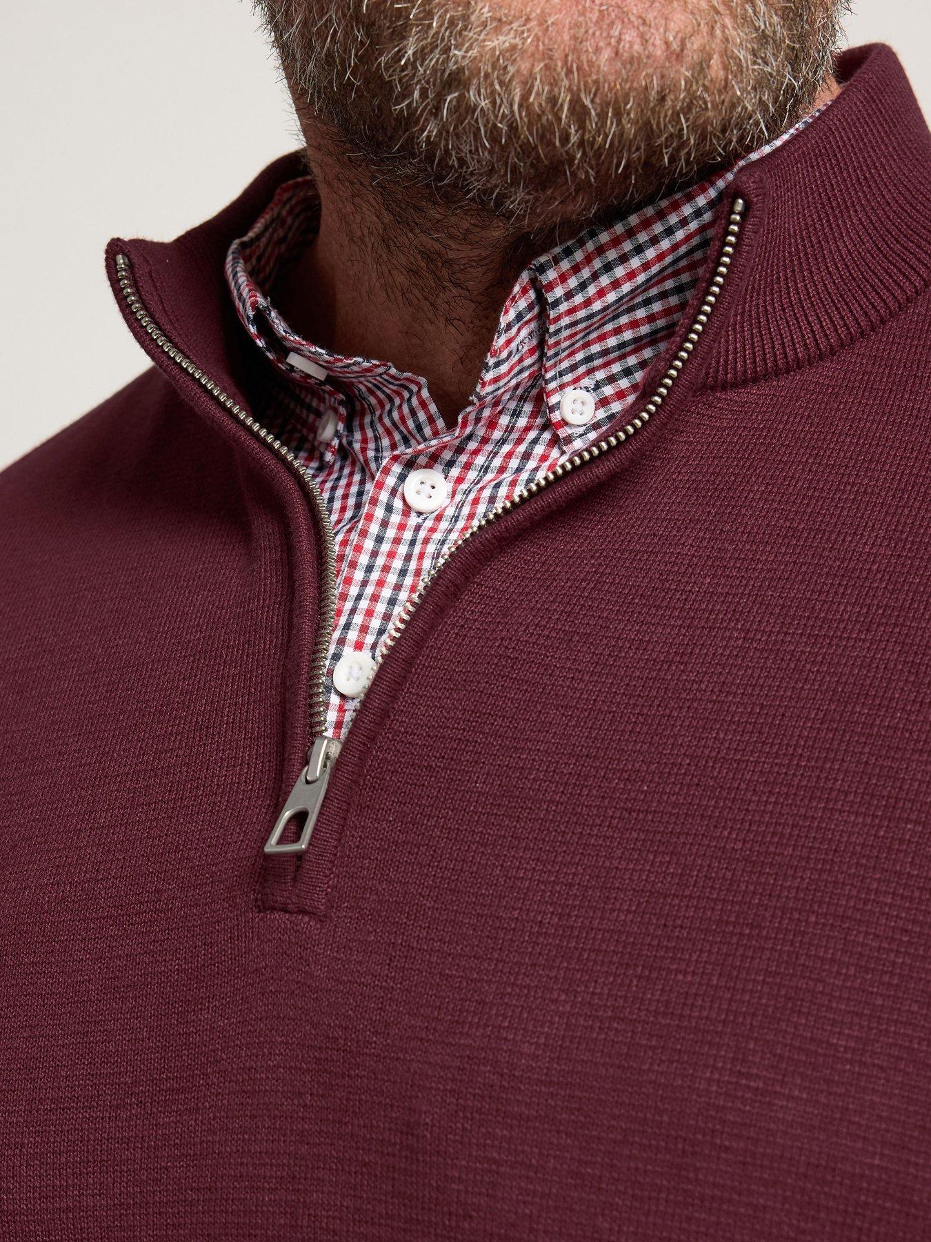 badrhino-half-zip-mock-collar-knitted-jumper-dark-redoutfit