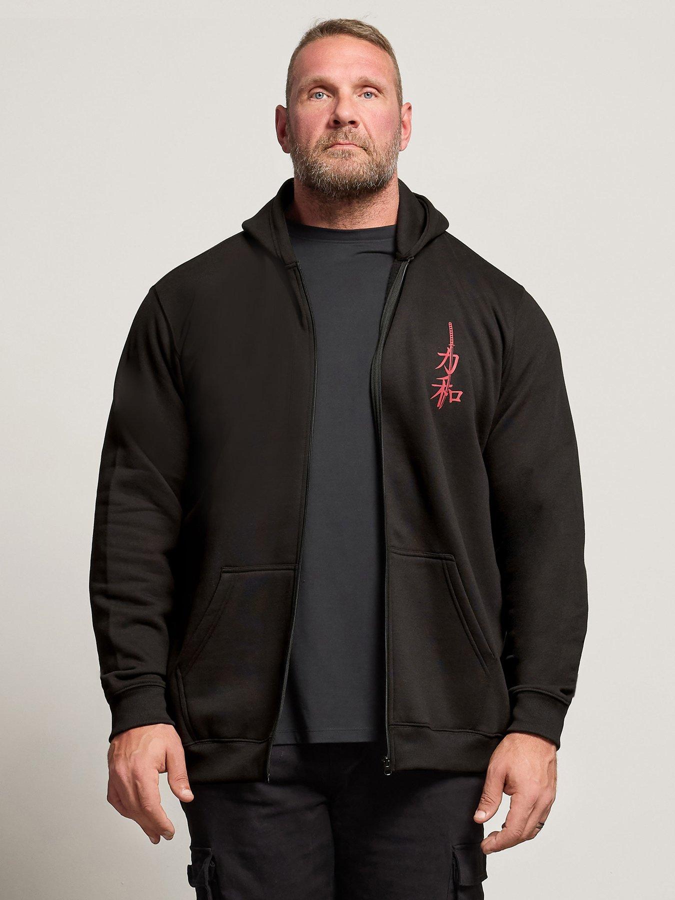 BadRhino Samurai Back Print Zip Hoodie - Black