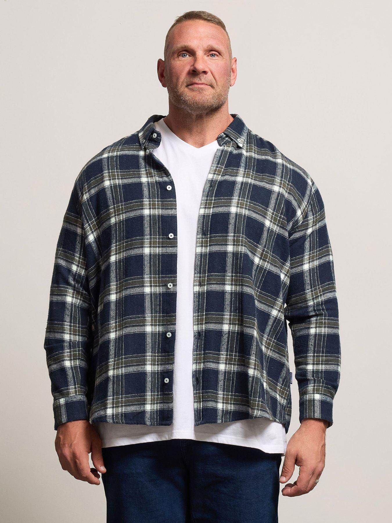 BadRhino Green Brushed Check Long Sleeve Shirt - Navy