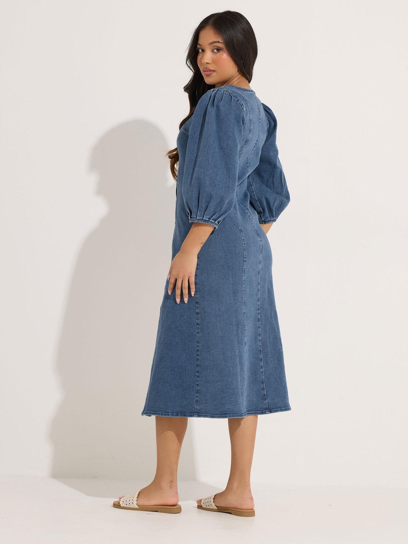 pixiegirl-petit-puff-sleeve-seam-front-midi-dressstillFront