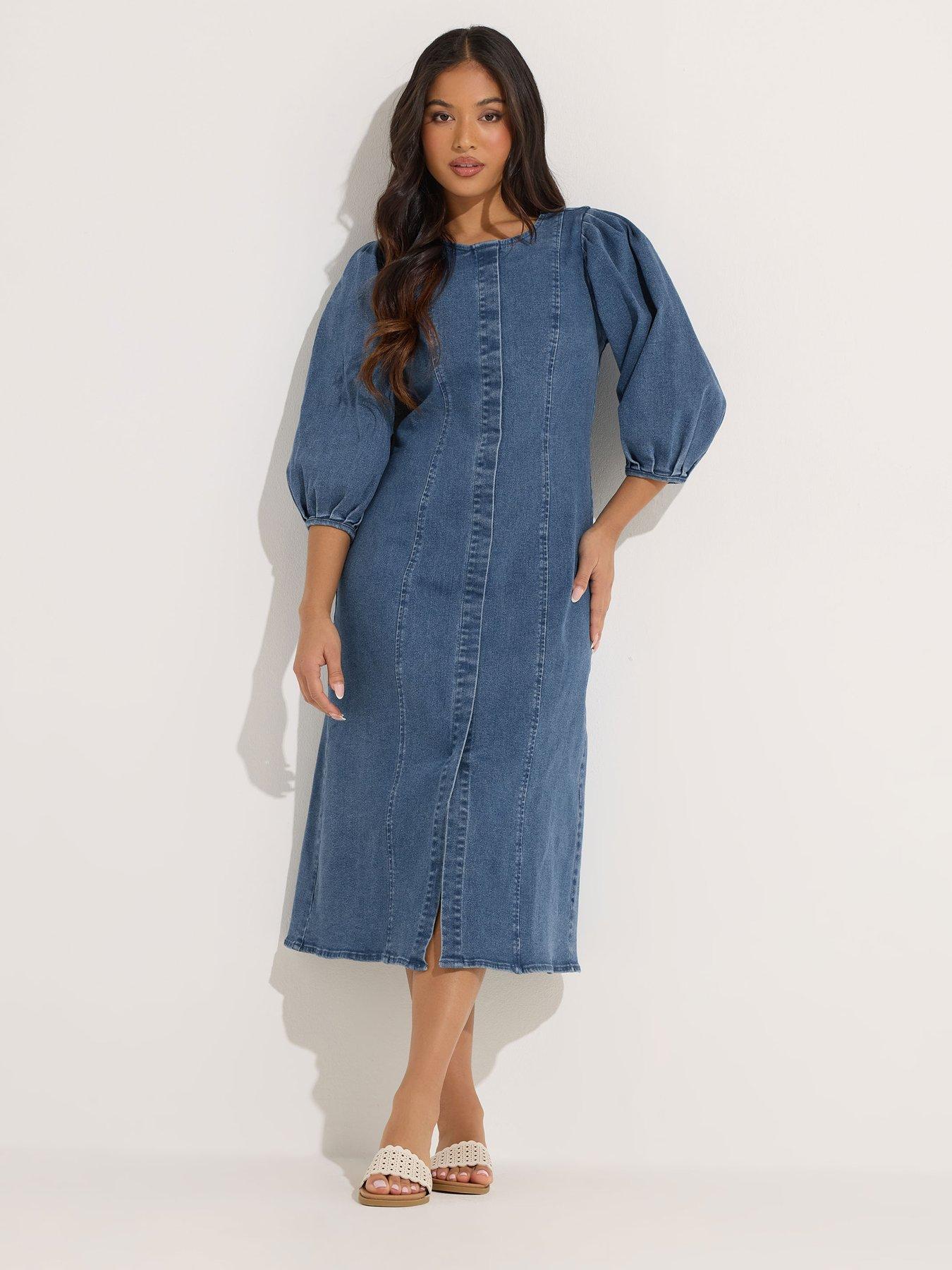 pixiegirl-petit-puff-sleeve-seam-front-midi-dressback