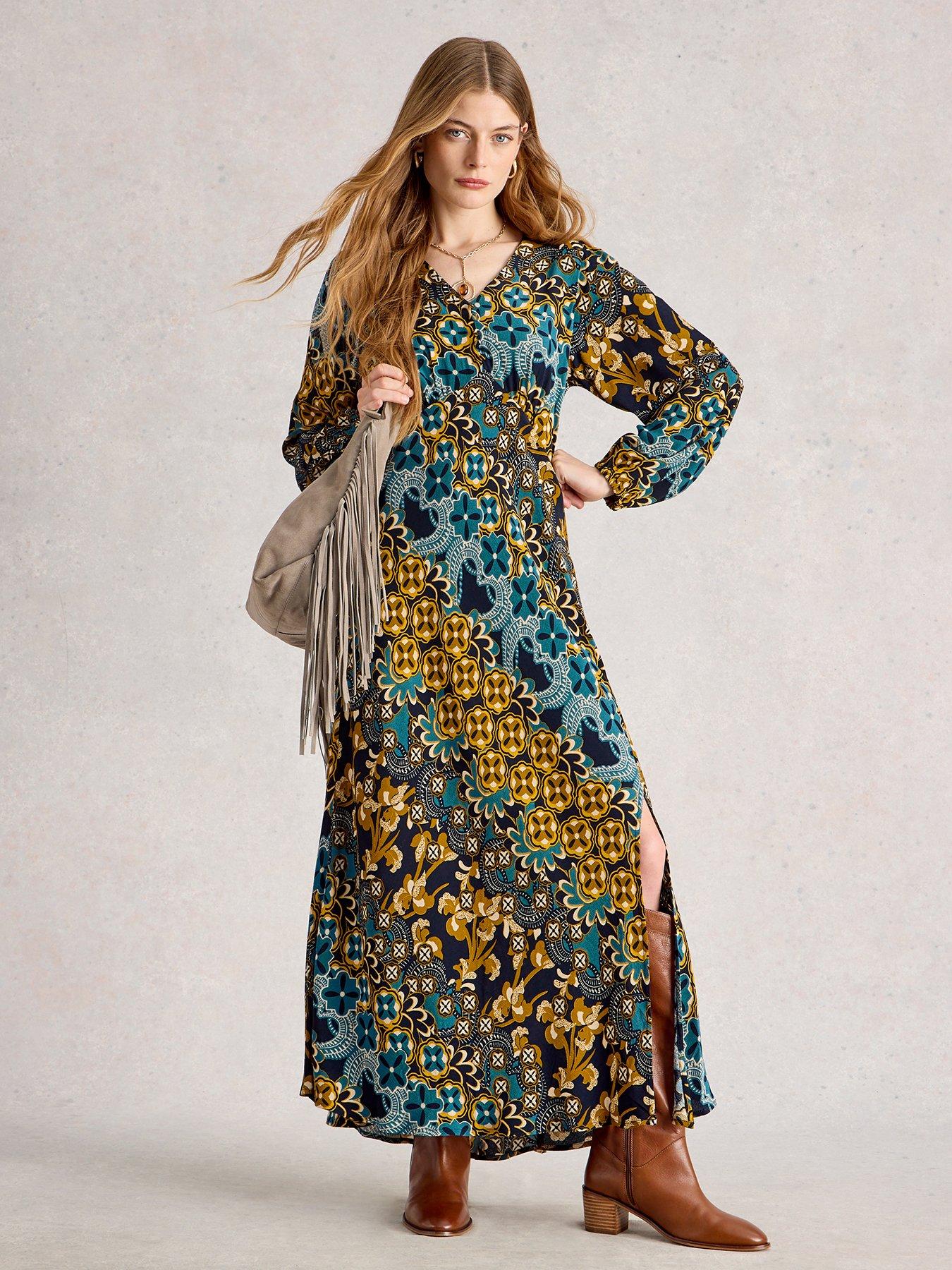 White Stuff Hope Bias Cut Dress - Blue