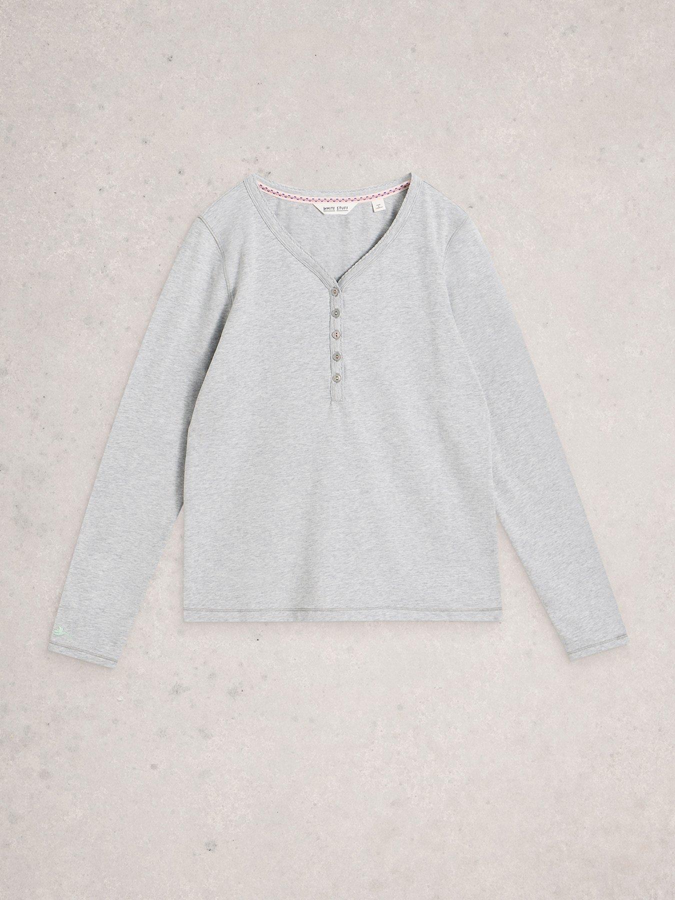 Image 5 of 6 of White Stuff Penny Henley Pyjama Top - Grey