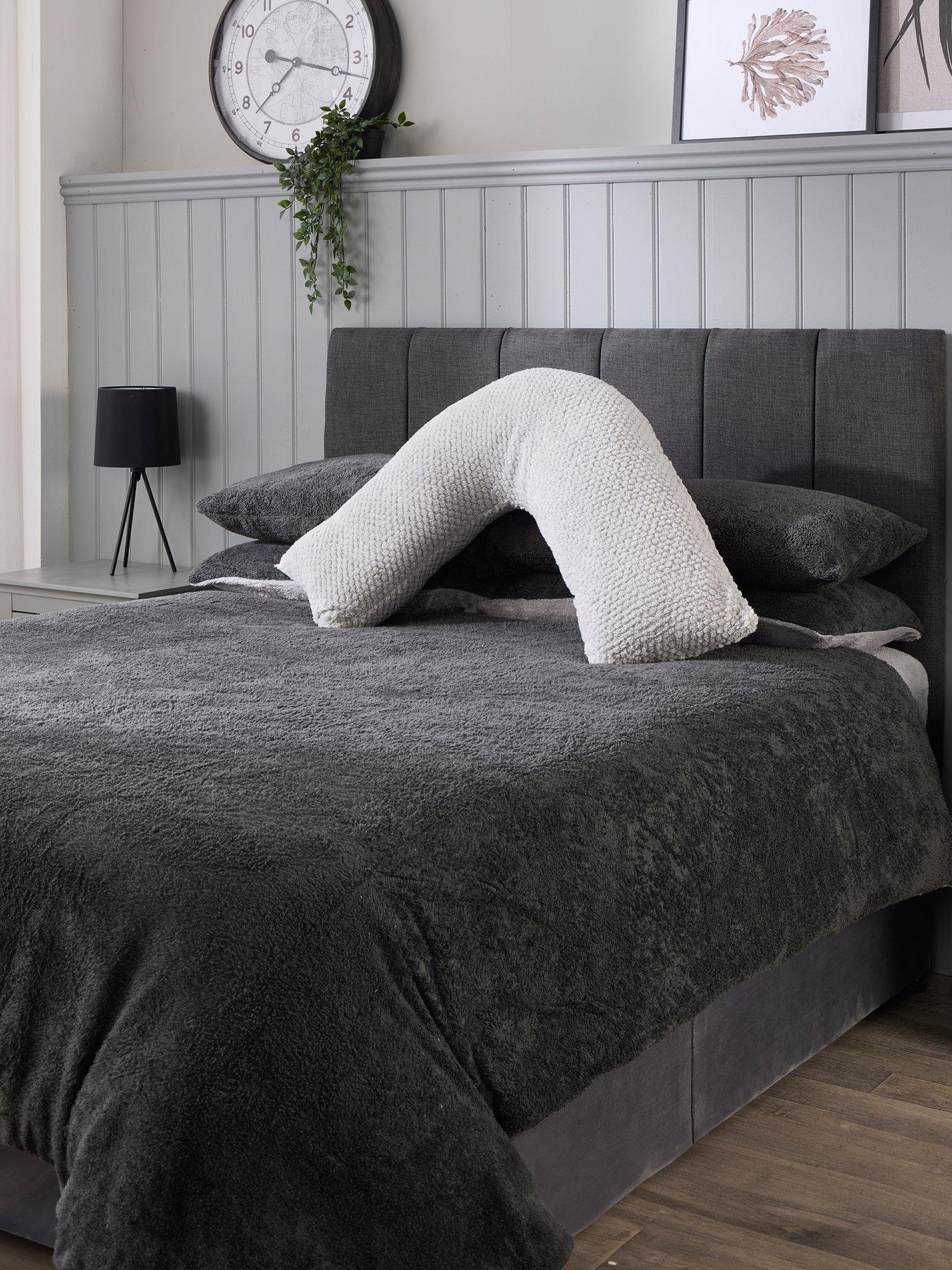 very-home-waffle-v-shaped-pillow-grey
