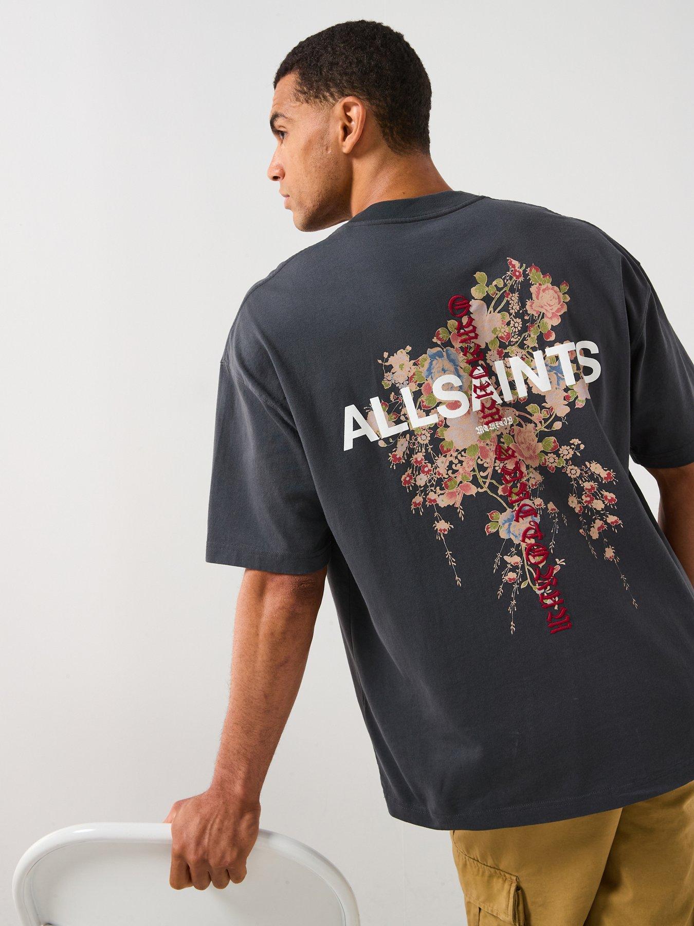 Image 1 of 6 of AllSaints All Saints Back Graphic Short Sleeve T-Shirt - Black
