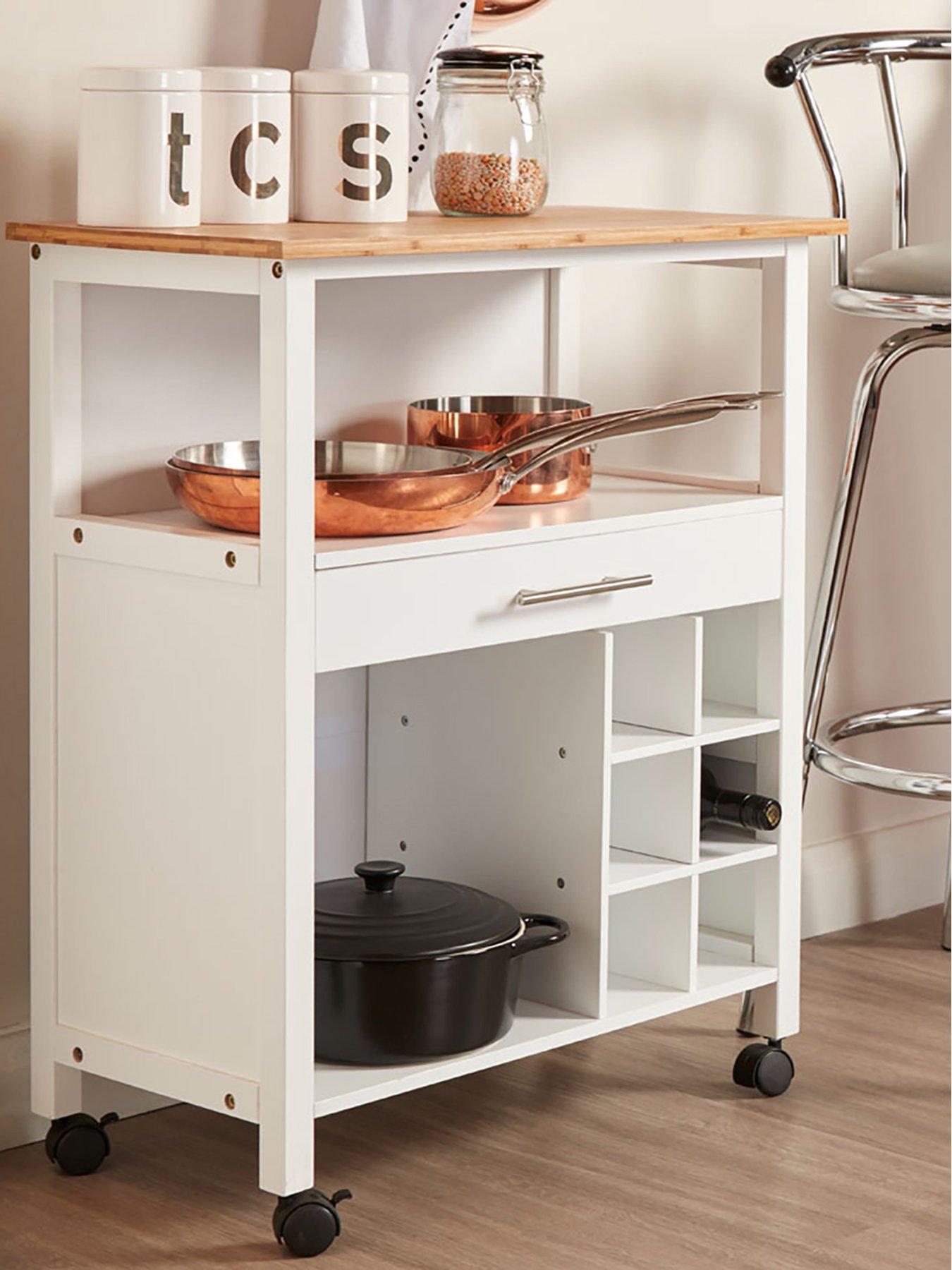 Interiors By Premier Harlow Bamboo Top 1 Drawer Kitchen Trolley