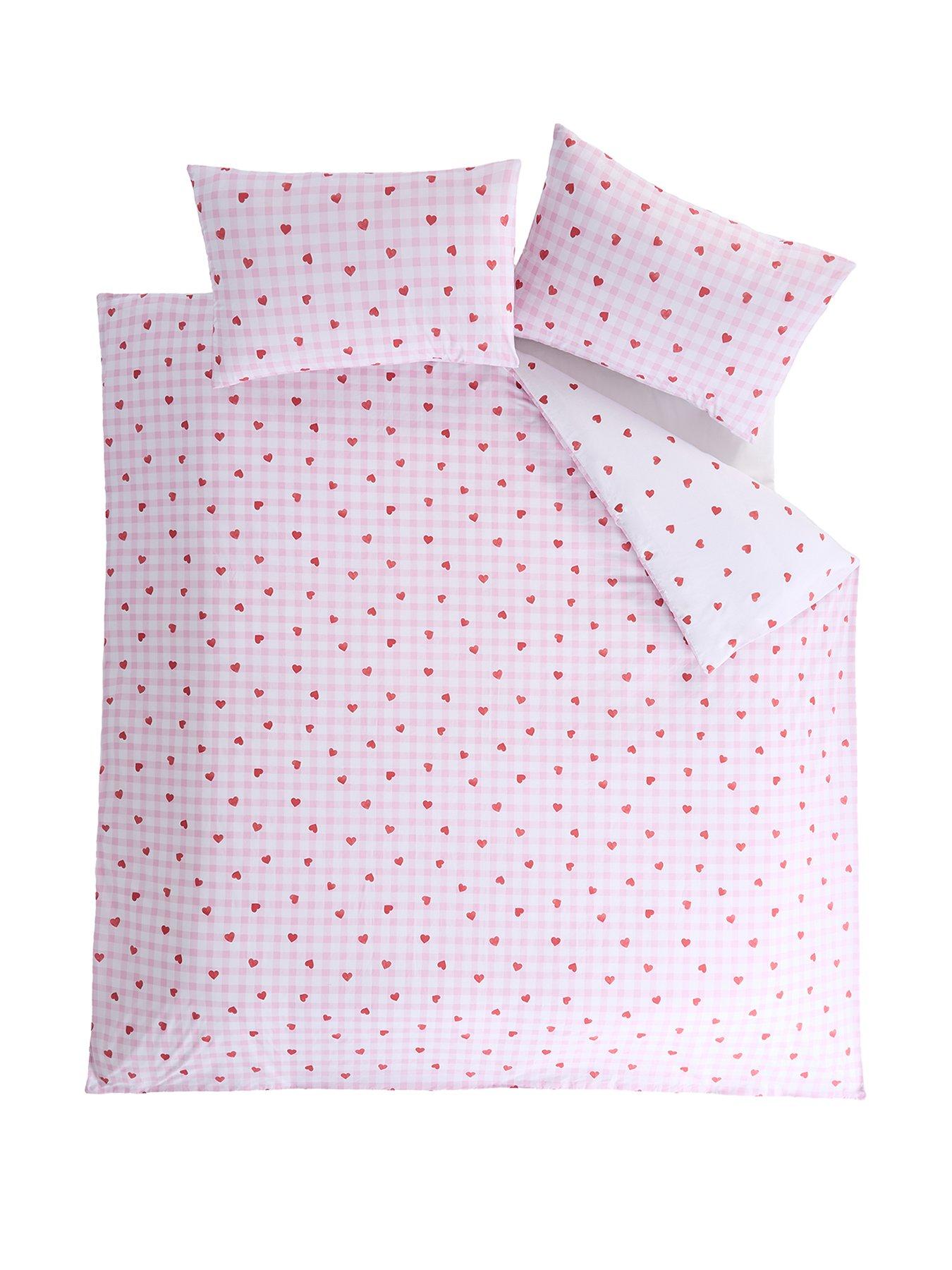 Image 2 of 5 of The Very Collection Hearts Gingham Printed Duvet Set