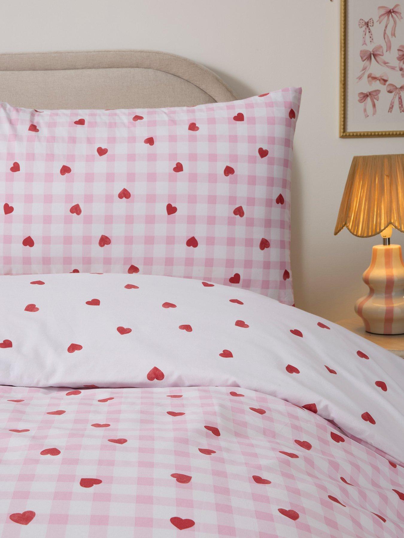 Image 3 of 5 of The Very Collection Hearts Gingham Printed Duvet Set
