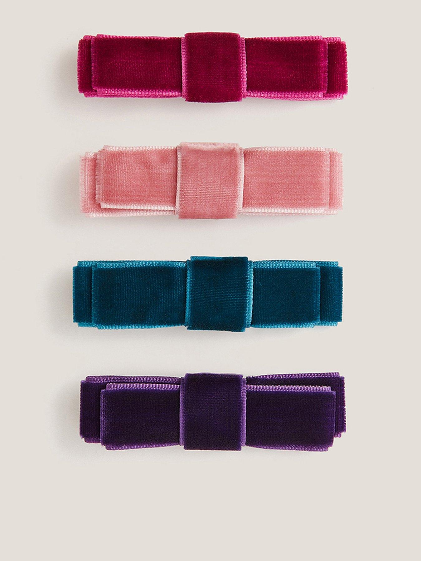 Image 1 of 2 of Monsoon Girls 4 Pack Velvet Mini Bow Hair Clips - Multi