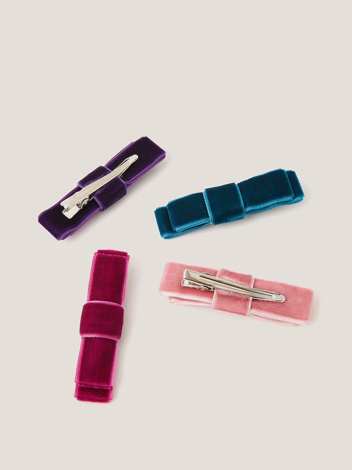 Image 2 of 2 of Monsoon Girls 4 Pack Velvet Mini Bow Hair Clips - Multi