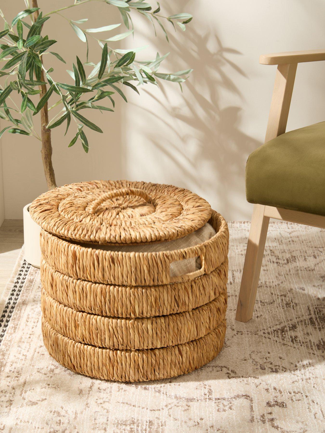 Michelle Keegan Home Mk Ribbed Woven Storage Basket With Lid