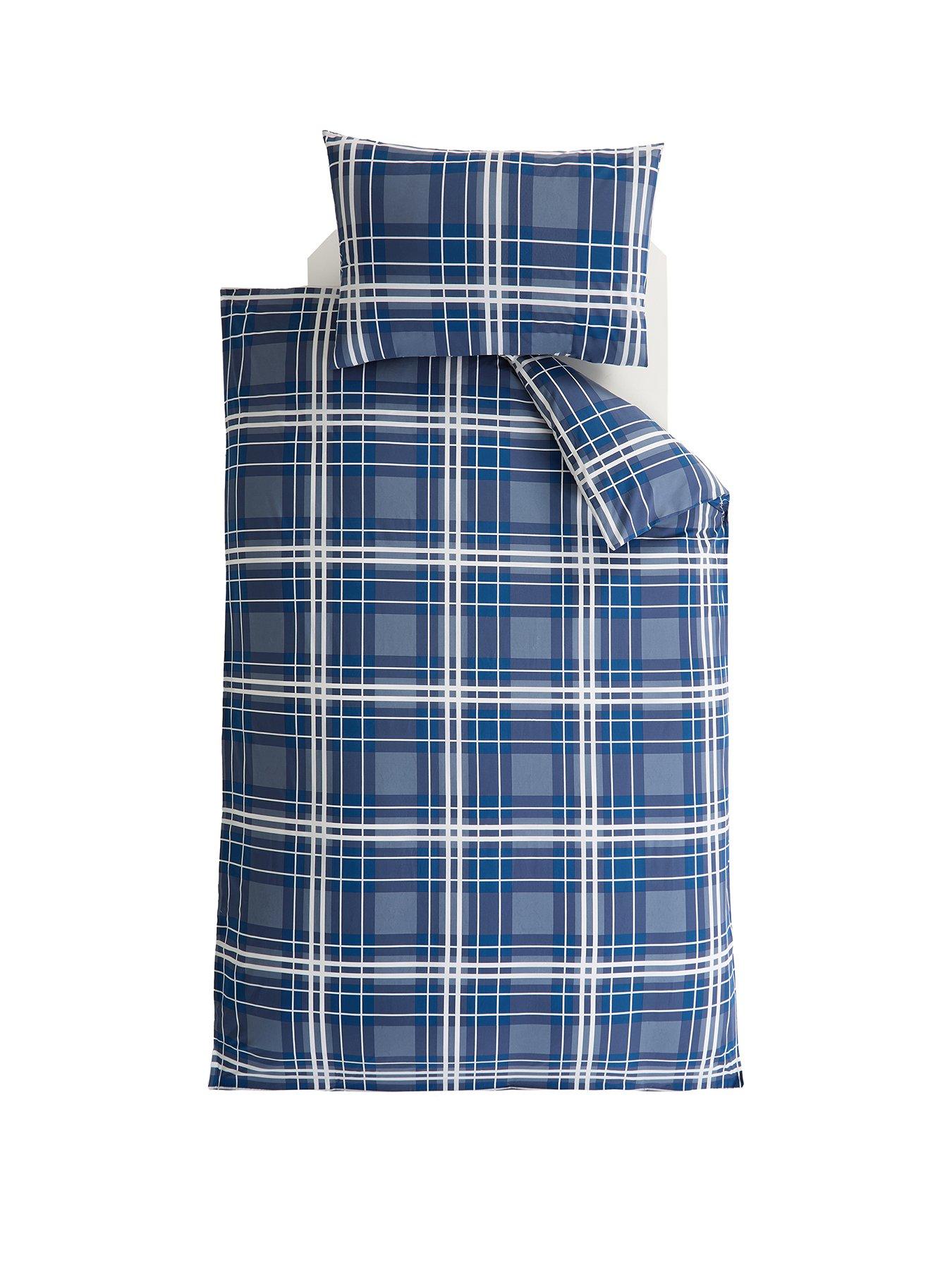 Image 2 of 2 of The Very Collection Blue Check Printed Duvet Set