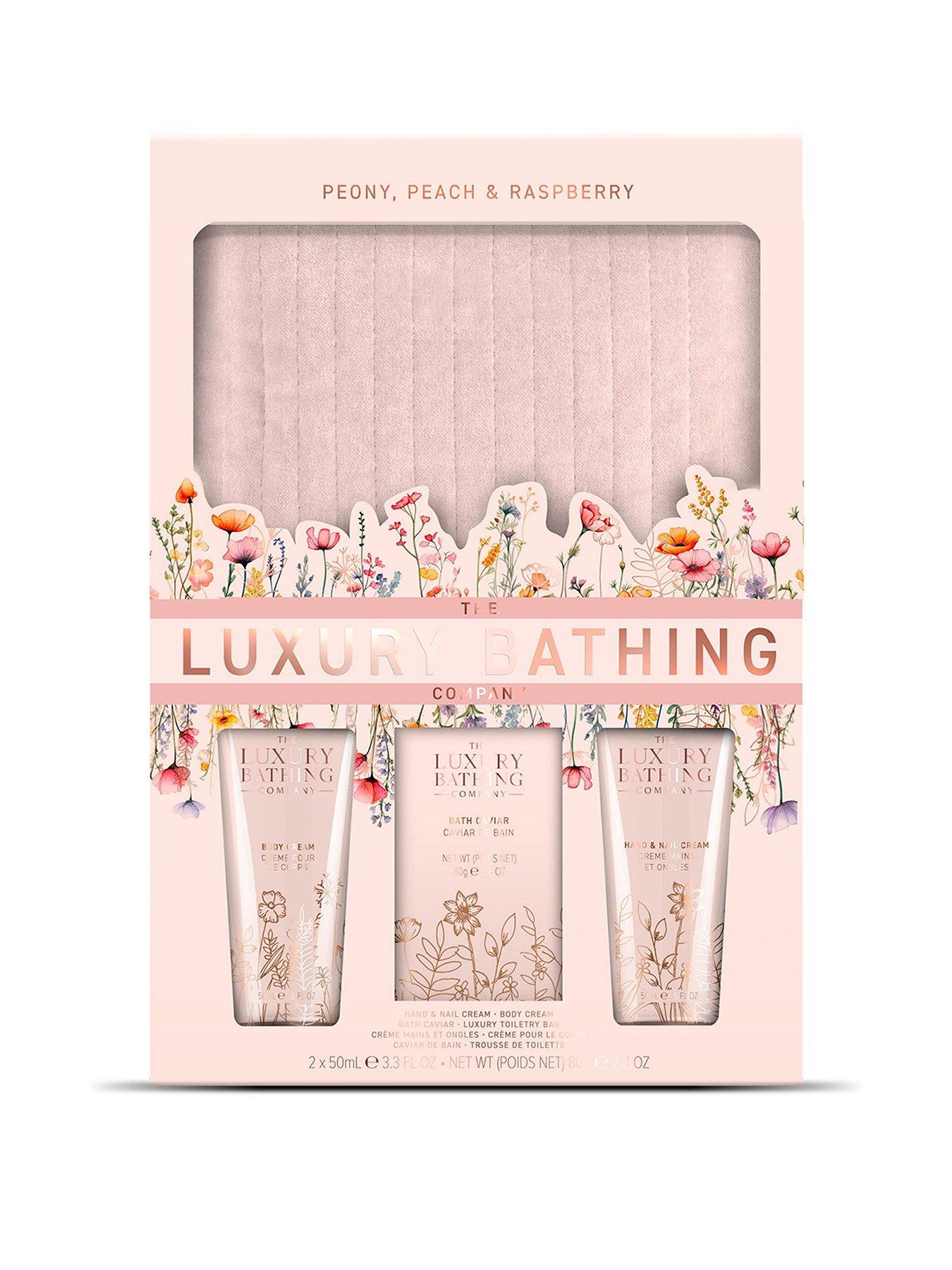The Luxury Bathing Company Calm & Comfort Velvet Pouch Set - Peony, Peach & Raspberry