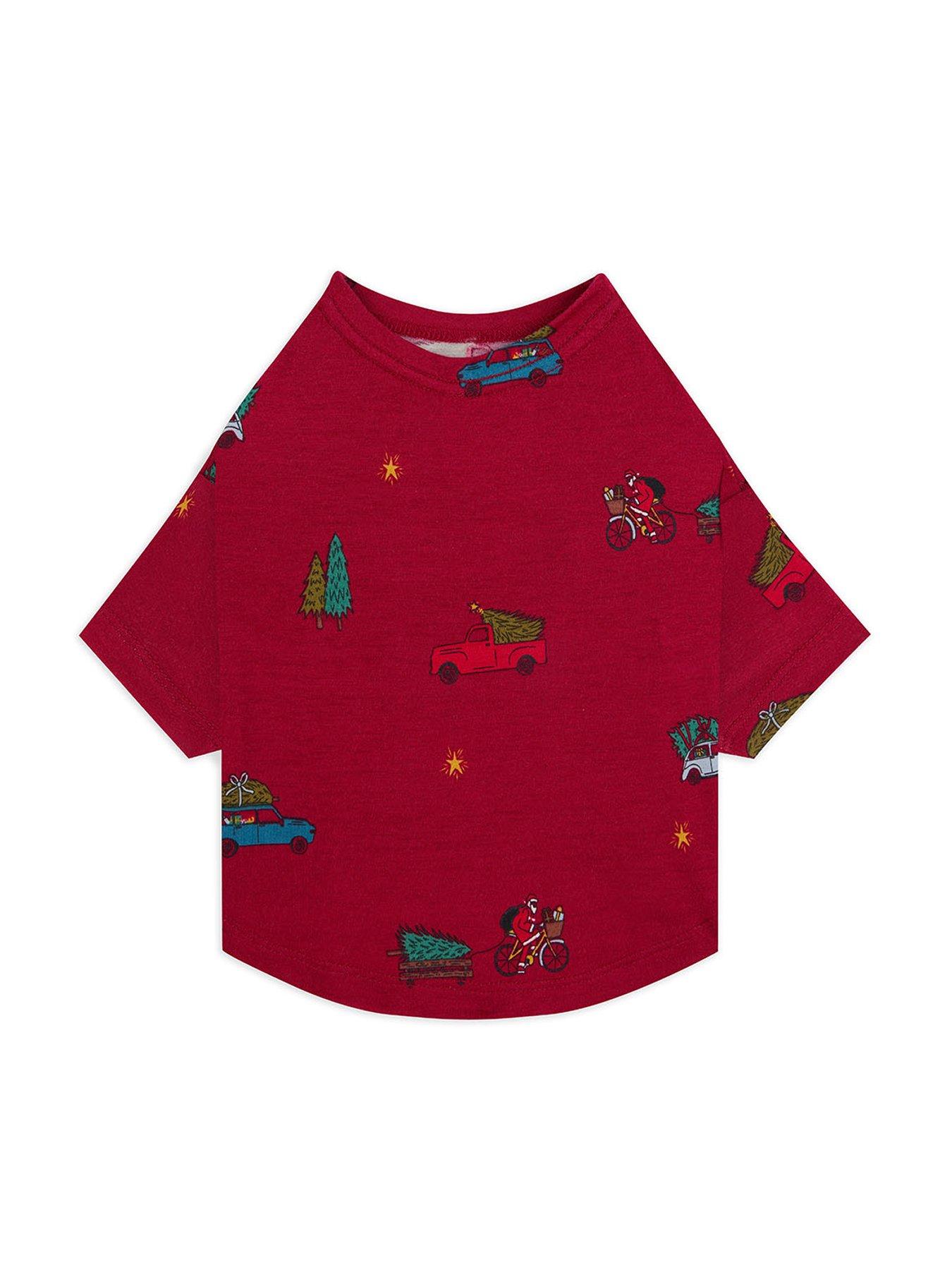 CHELSEA PEERS Ditsy Santa Bike Pet Pyjama T-Shirt - Red