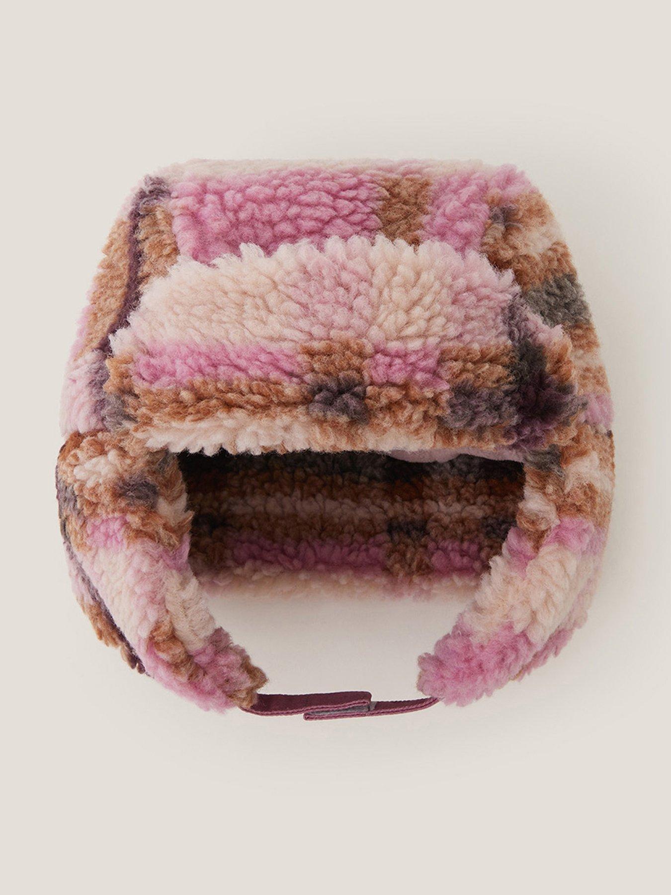 Image 1 of 2 of Monsoon Girls Borg Check Trapper Hat - Pink