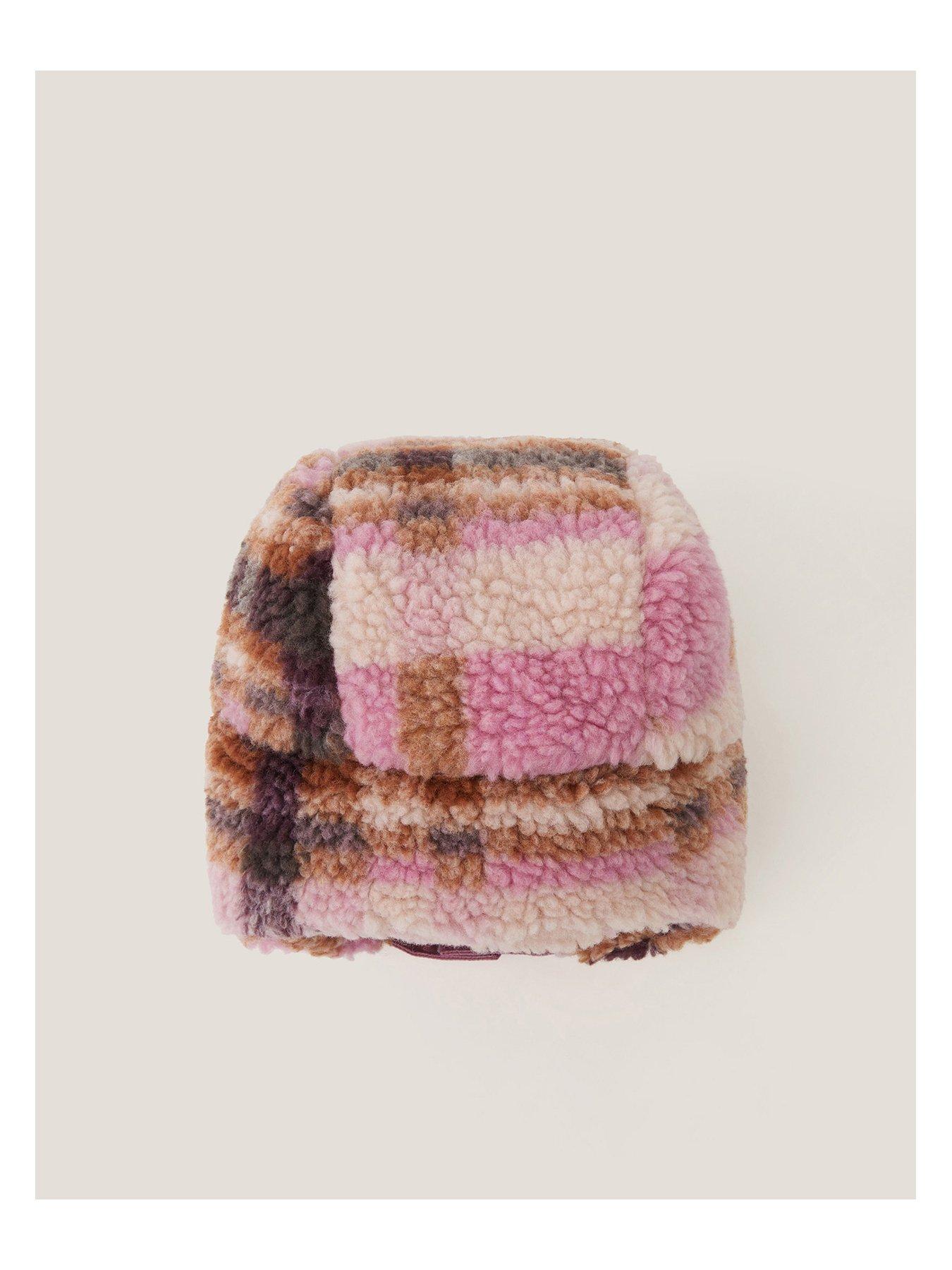 Image 2 of 2 of Monsoon Girls Borg Check Trapper Hat - Pink