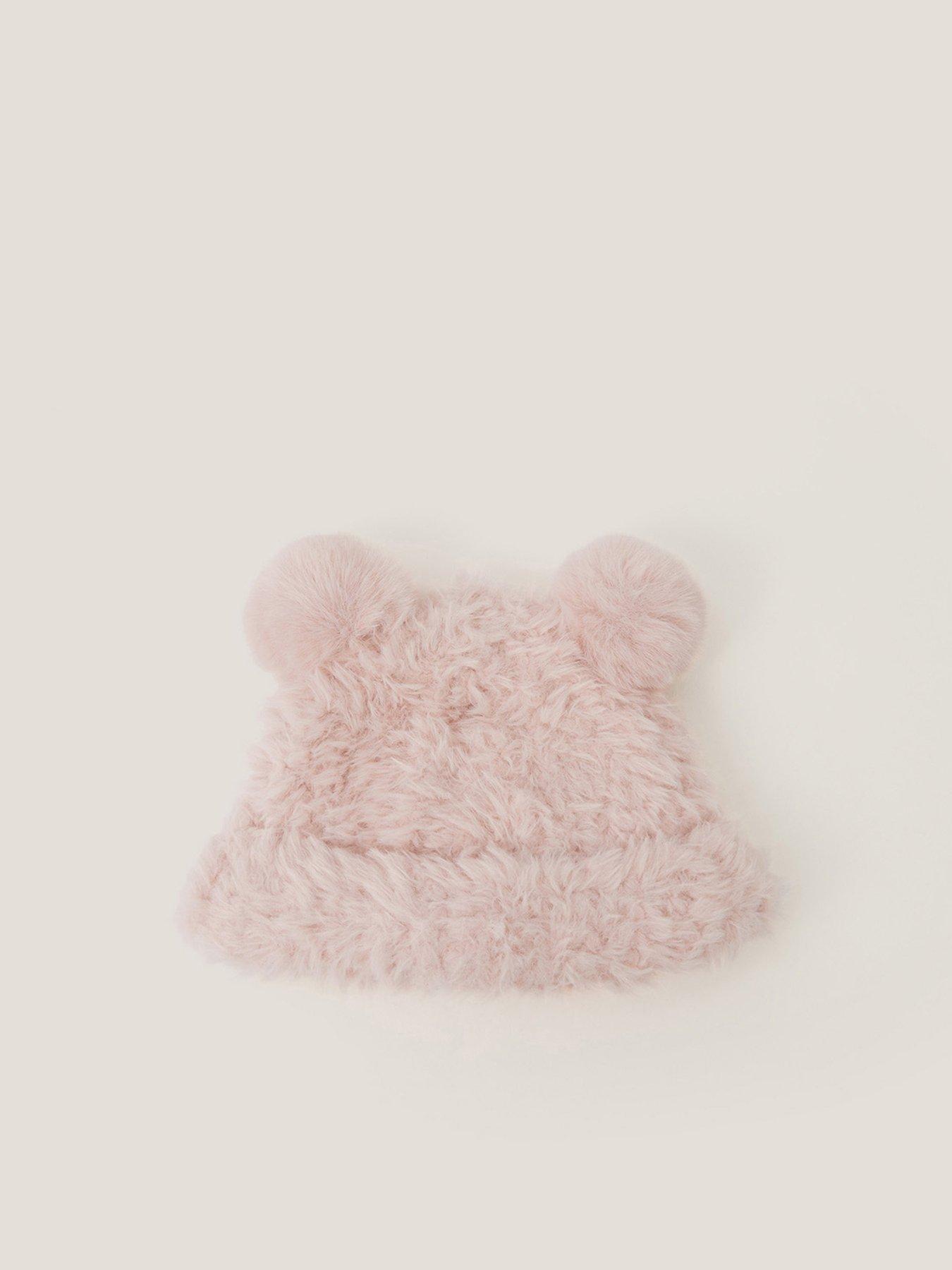 Image 2 of 3 of Monsoon Baby Girls Bear Hat And Mittens - Pink
