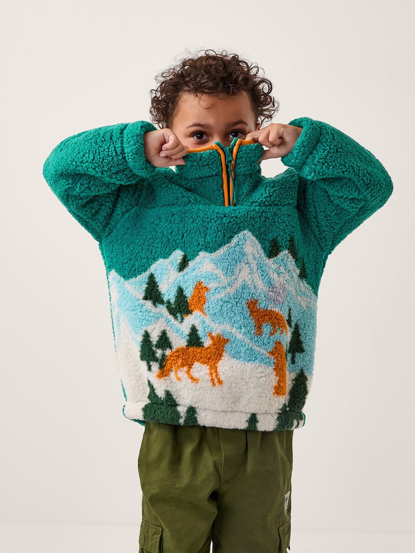 Monsoon Boys Half Zip Fleece Sweat Top - Green