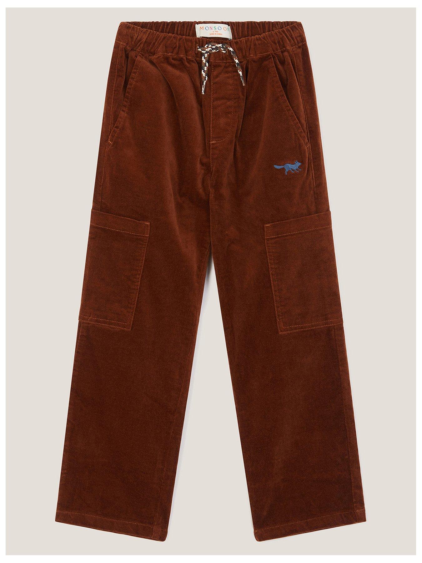 Image 1 of 3 of Monsoon Boys Uncut Cord Cargo Trousers - Brown