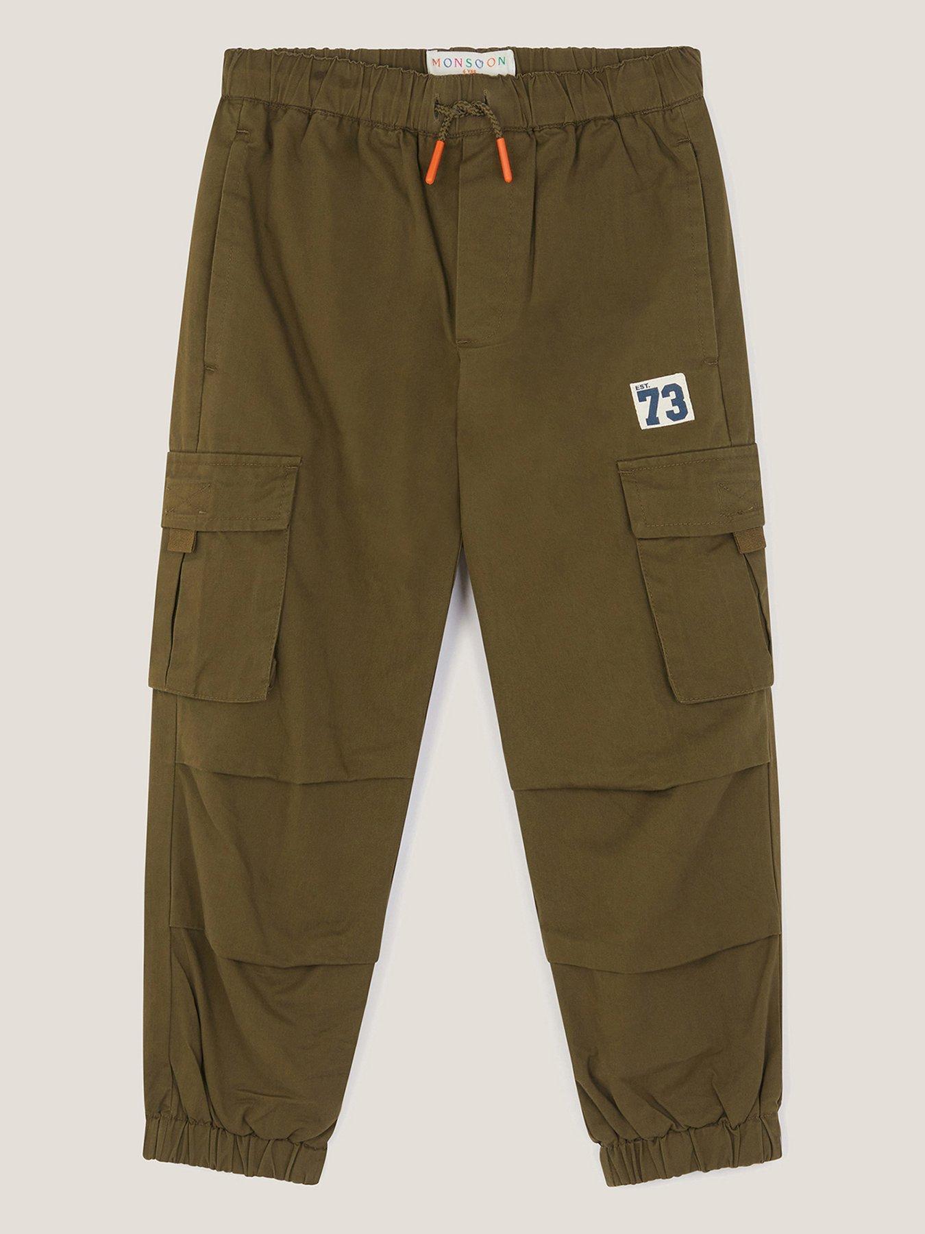 Image 1 of 3 of Monsoon Boys Lined Cargo Trousers - Khaki