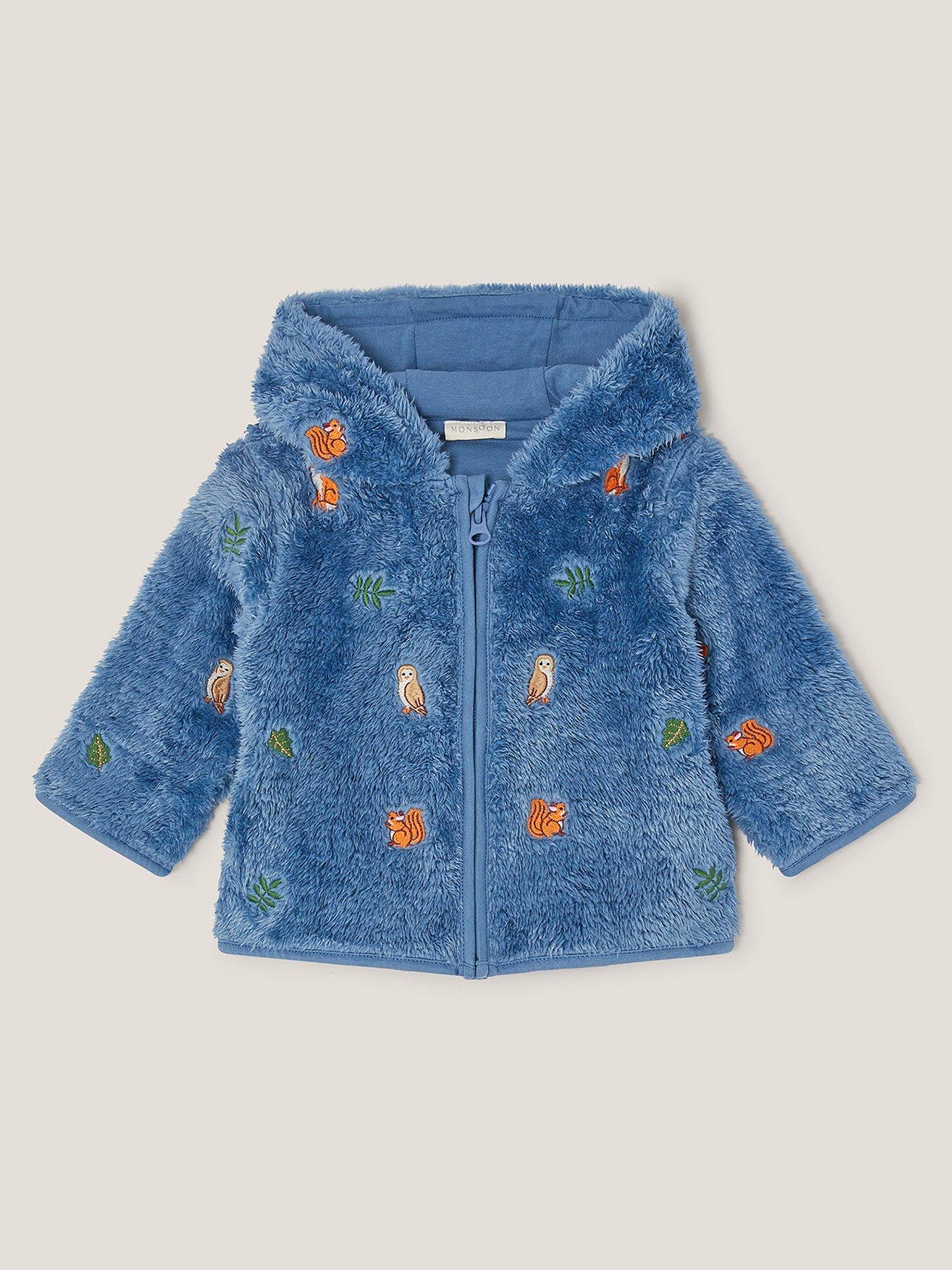 Monsoon Baby Boys Woodland Friends Fleece Hoody - Blue