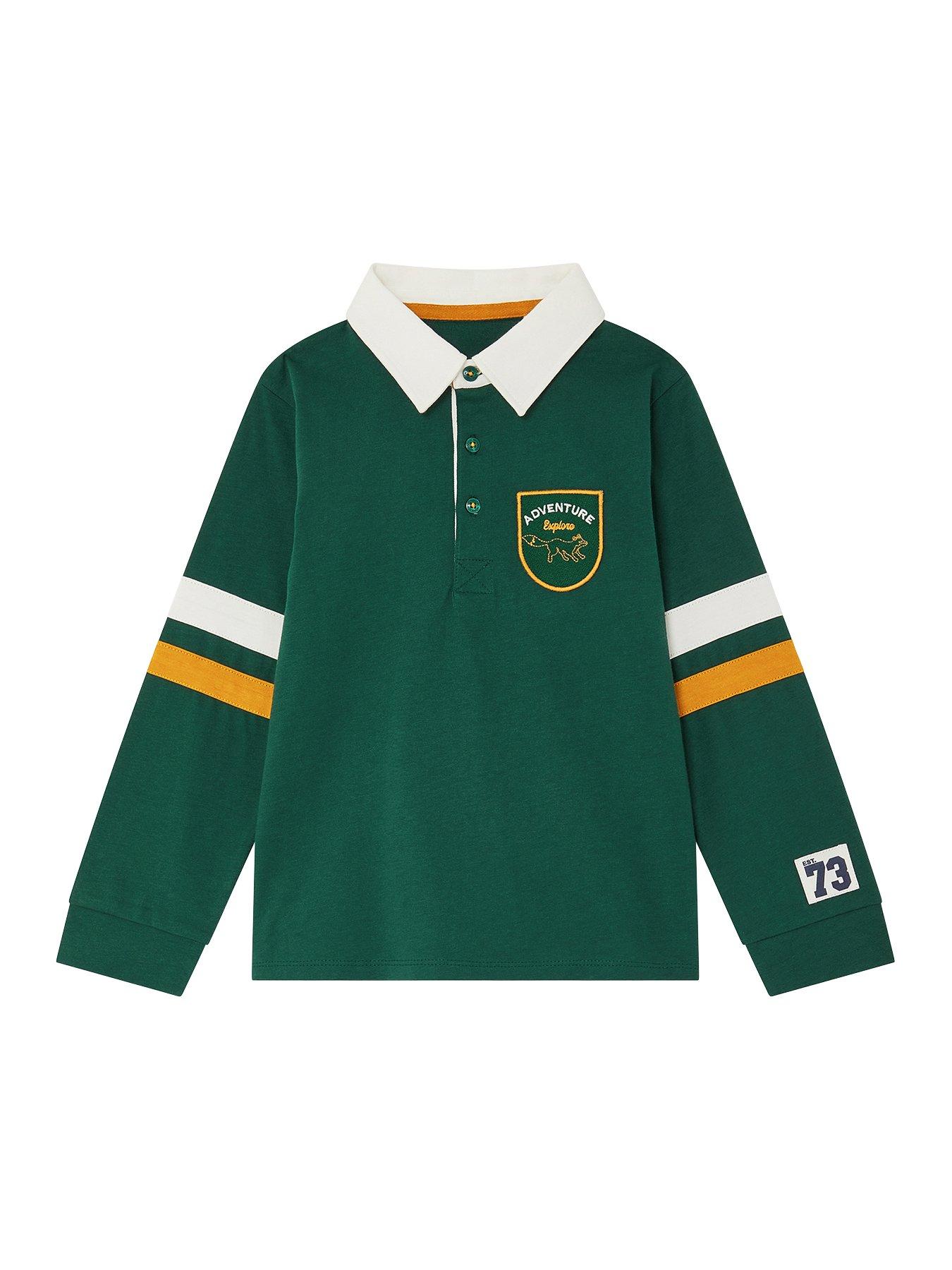 Monsoon Boys Adventure Long Sleeve Polo Shirt - Green