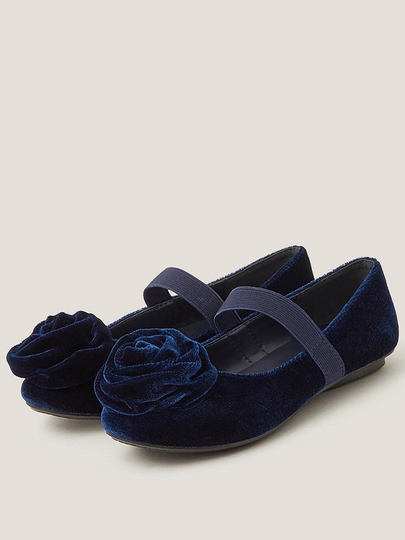 Monsoon Girls Rosette Ballerina Shoes - Navy