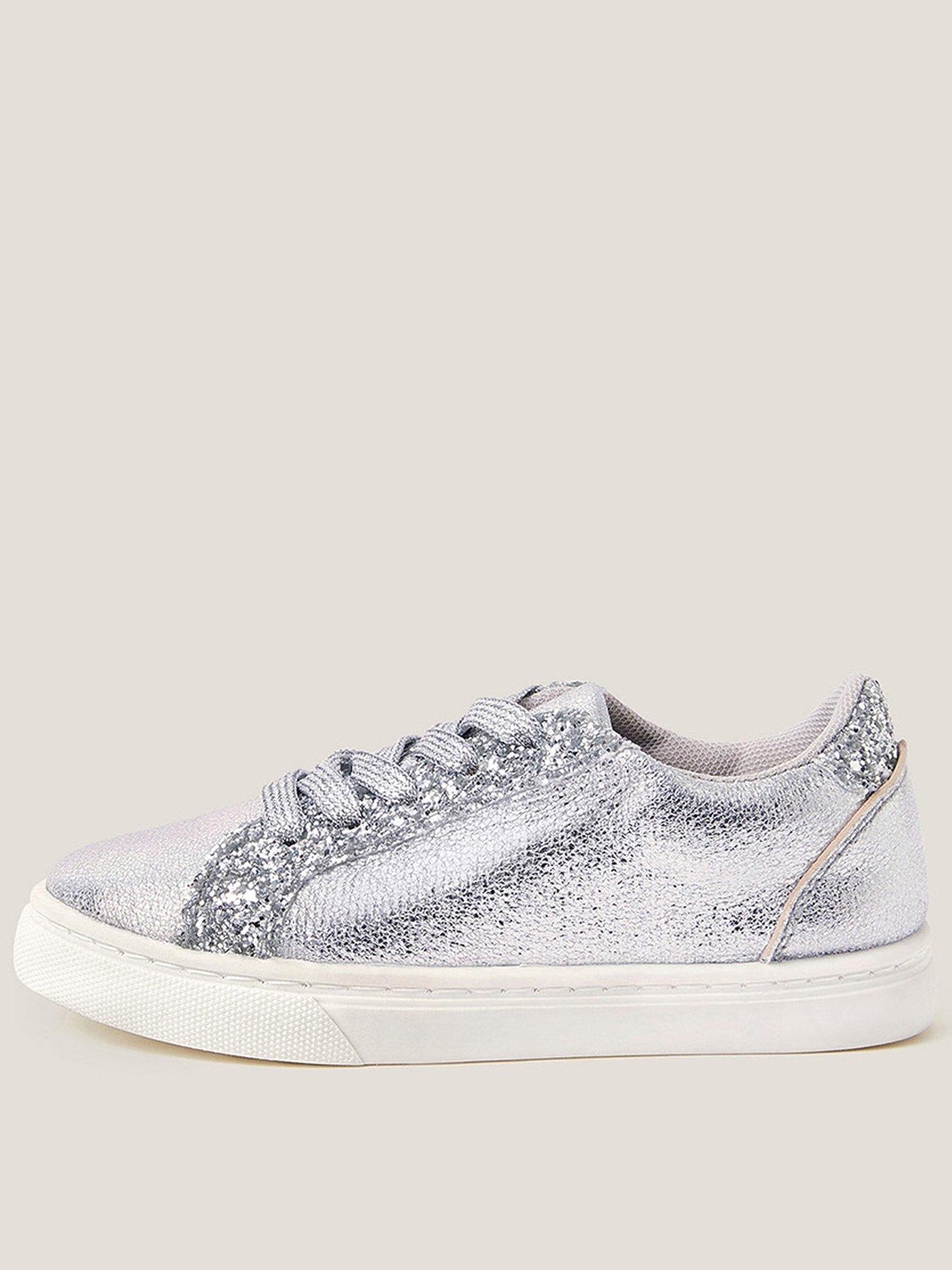 Monsoon Girls Glitter Sparkle Trainers - Silver